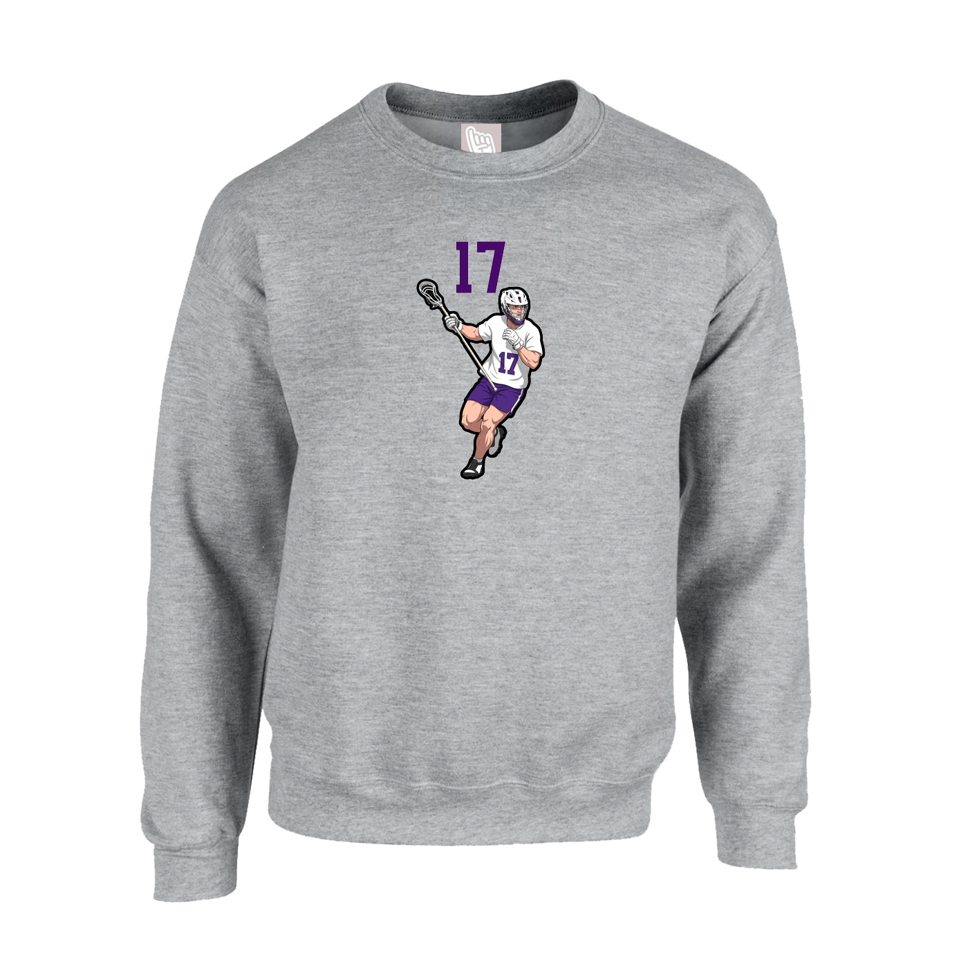 Fleece Crew — Number Top in Grey