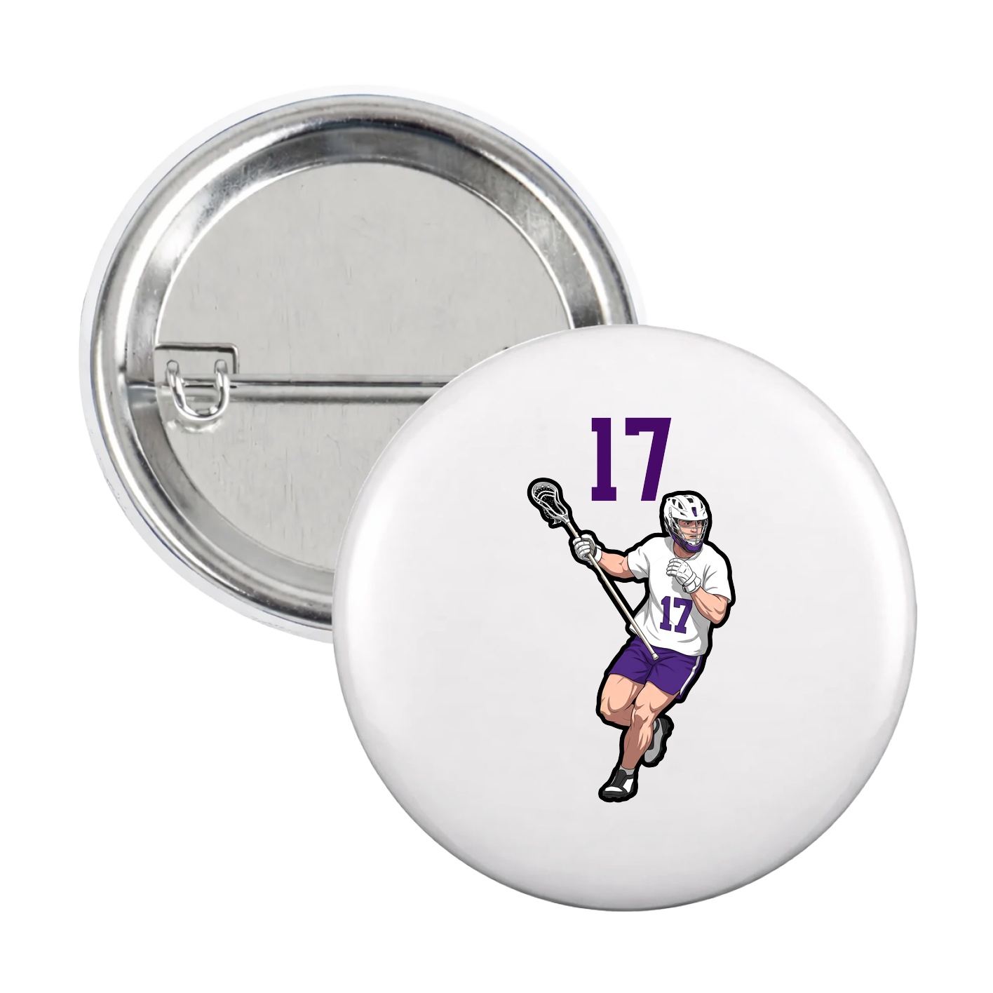 Game Day Button — Number Top in White