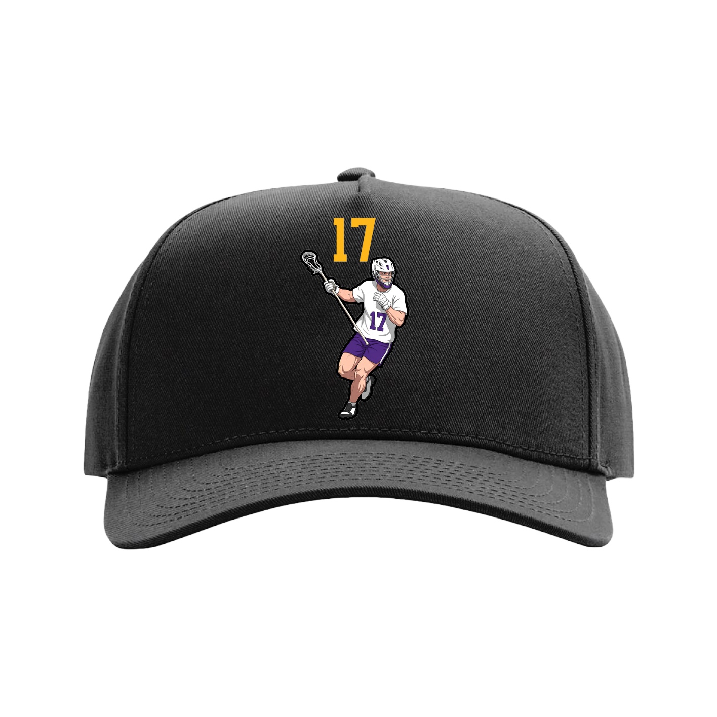 Full Fabric Five-Panel Champ Cap — Number Top in Black