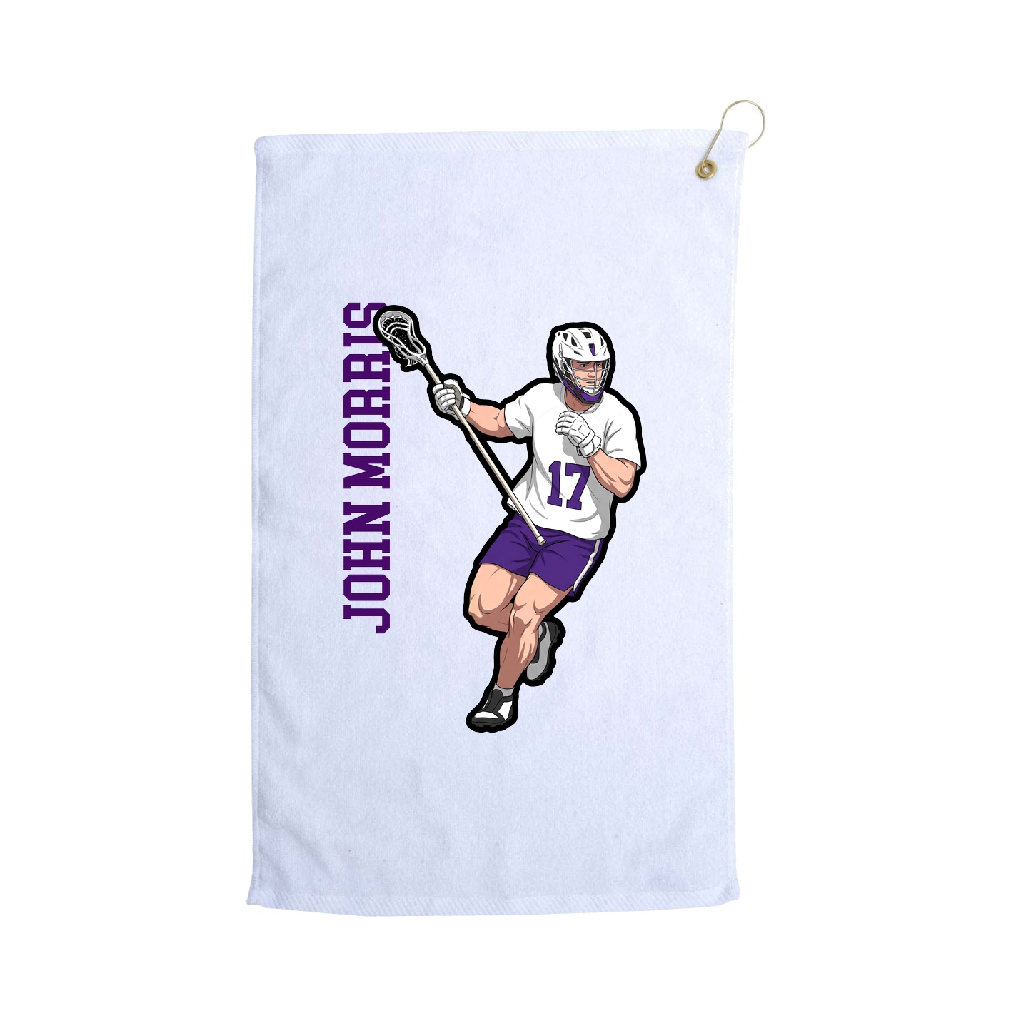 Golf Towel — Name Vertical in White