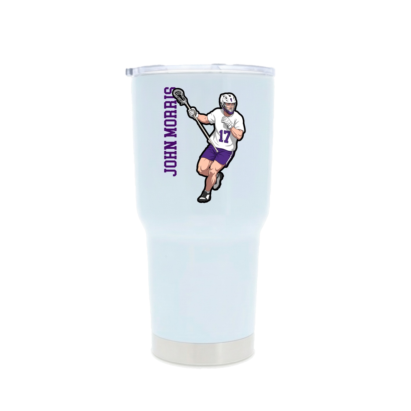 30oz Stainless Steel Tumbler — Name Vertical in White