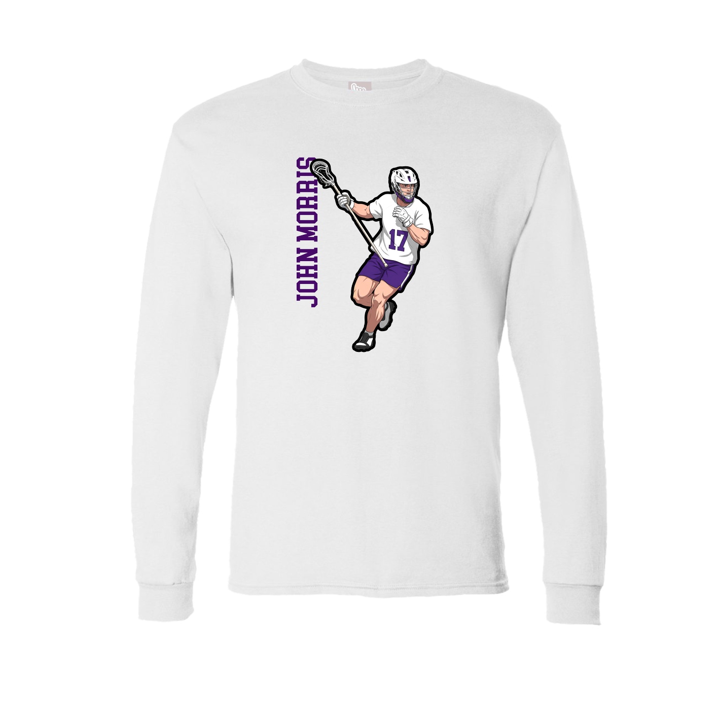 Long Sleeve Tee — Name Vertical in White