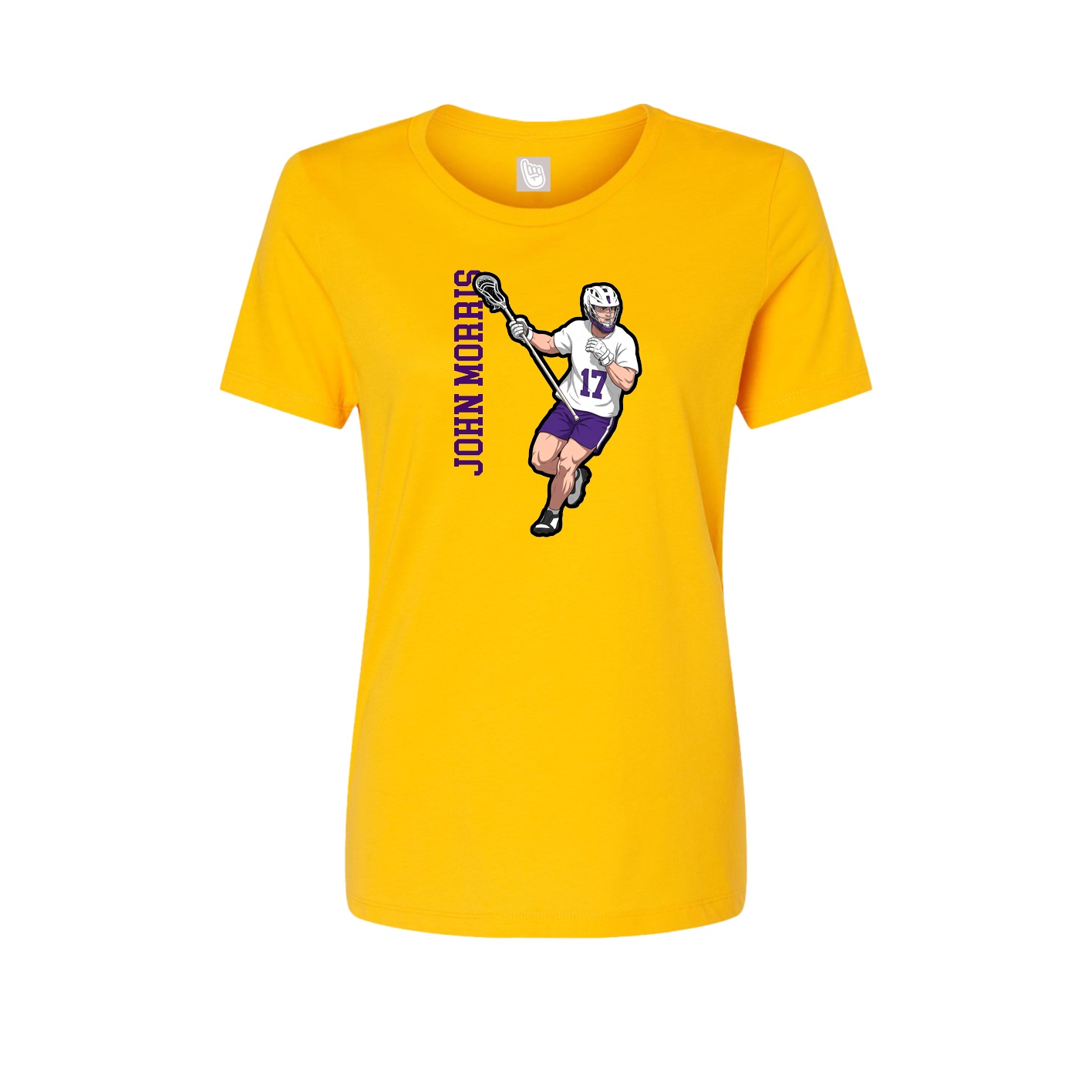 Fitted Women's Tee — Name Vertical in Gold