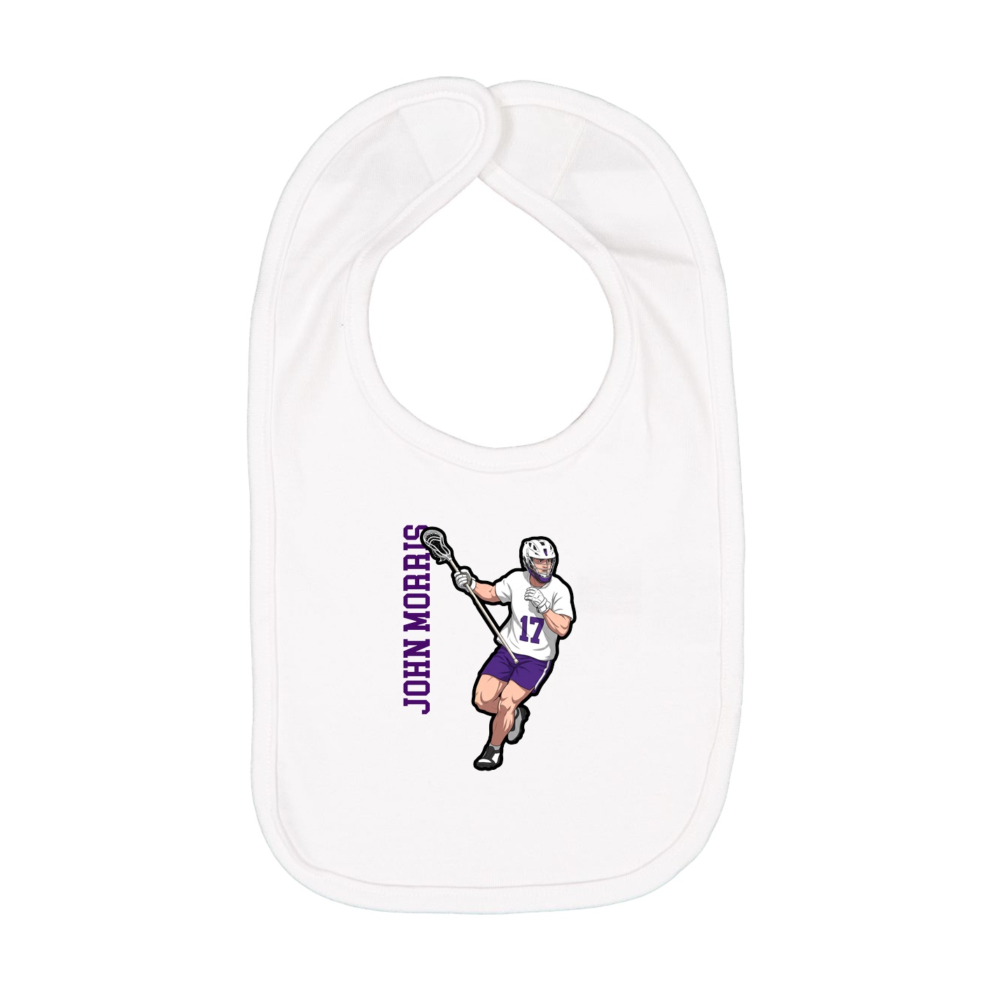 Infant Bib — Name Vertical in White