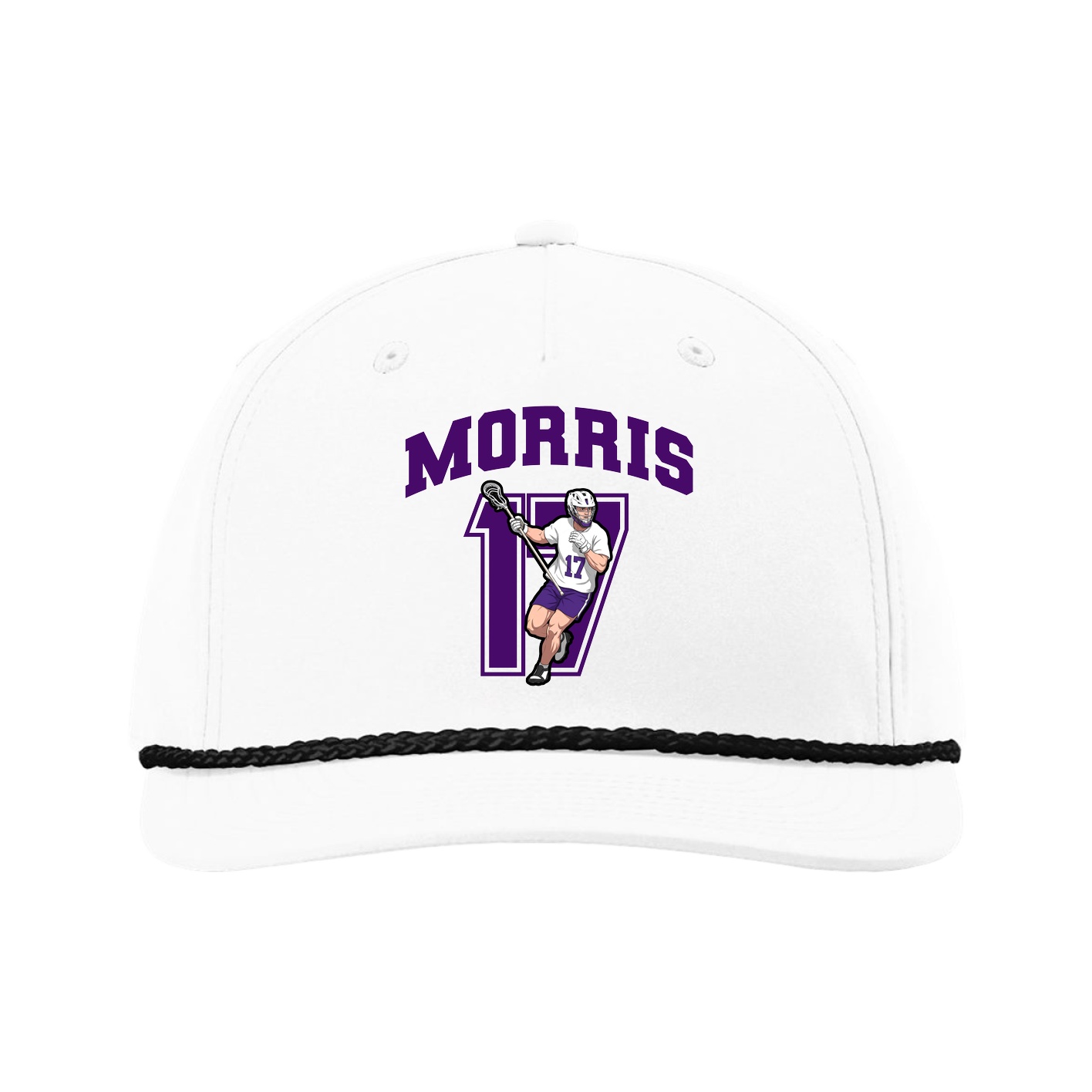 Five-Panel Classic Rope Cap — Number in White