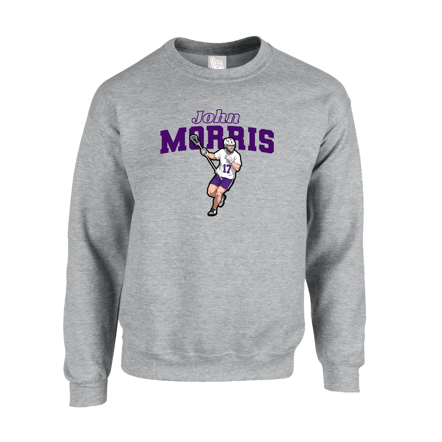 Fleece Crew — Name Arch in Grey