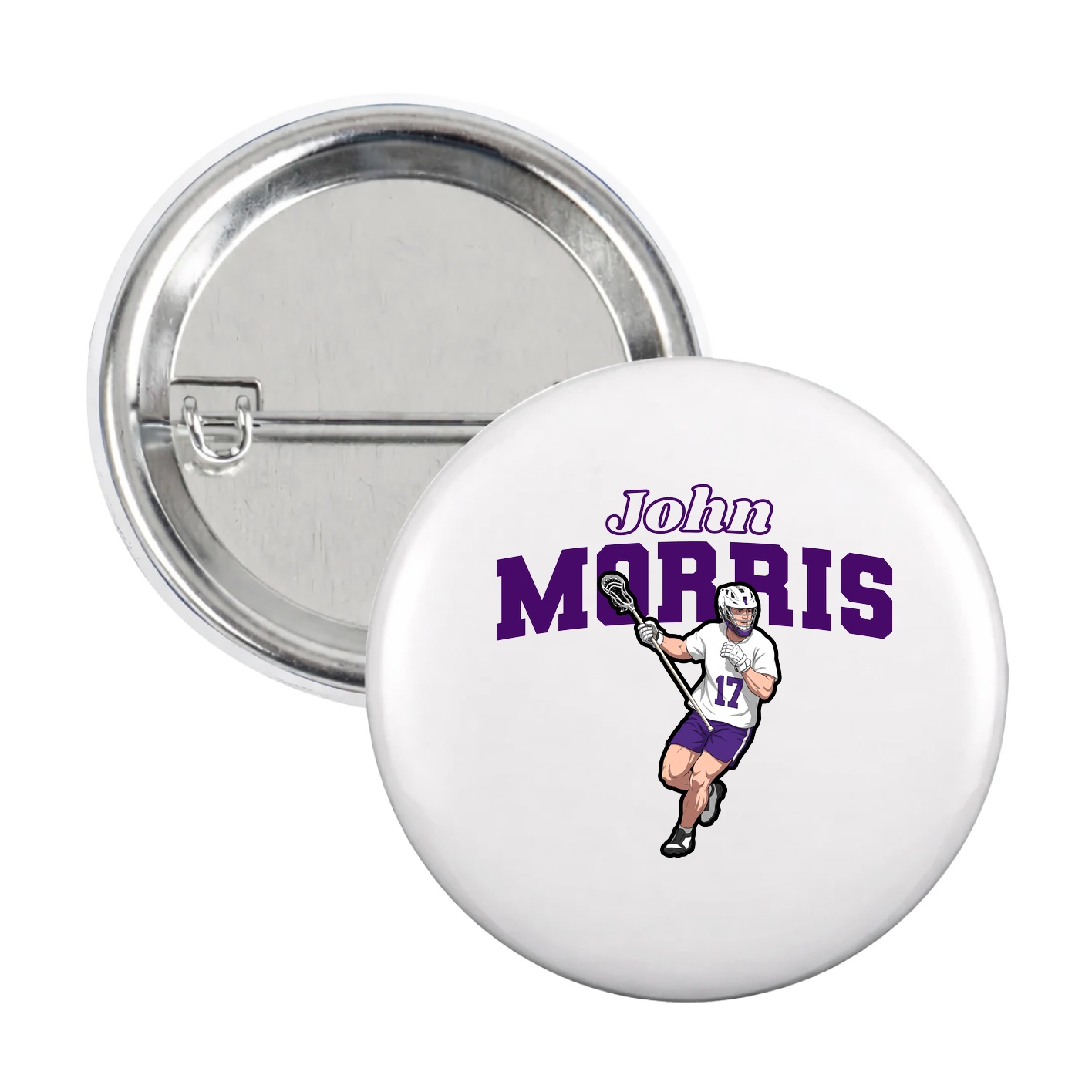 Game Day Button — Name Arch in White