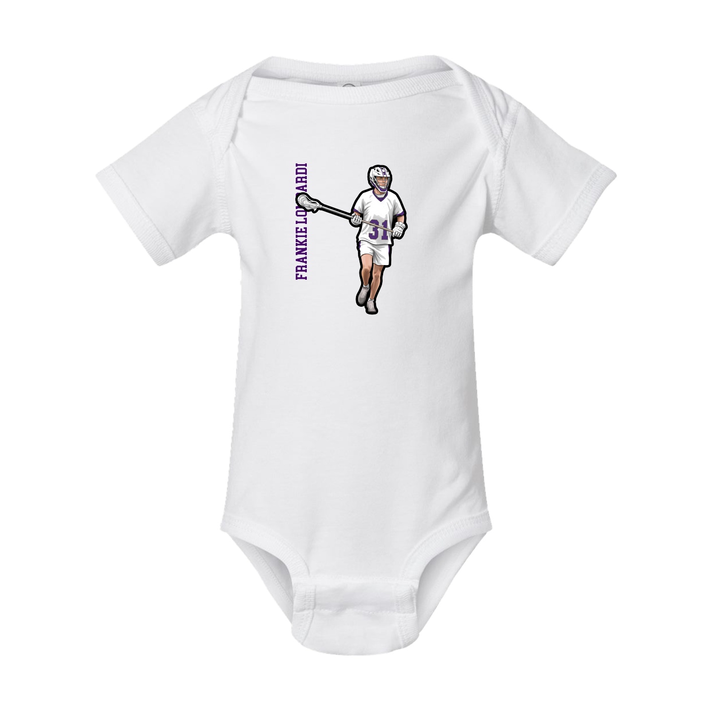 Baby Onesie — Name Vertical in White