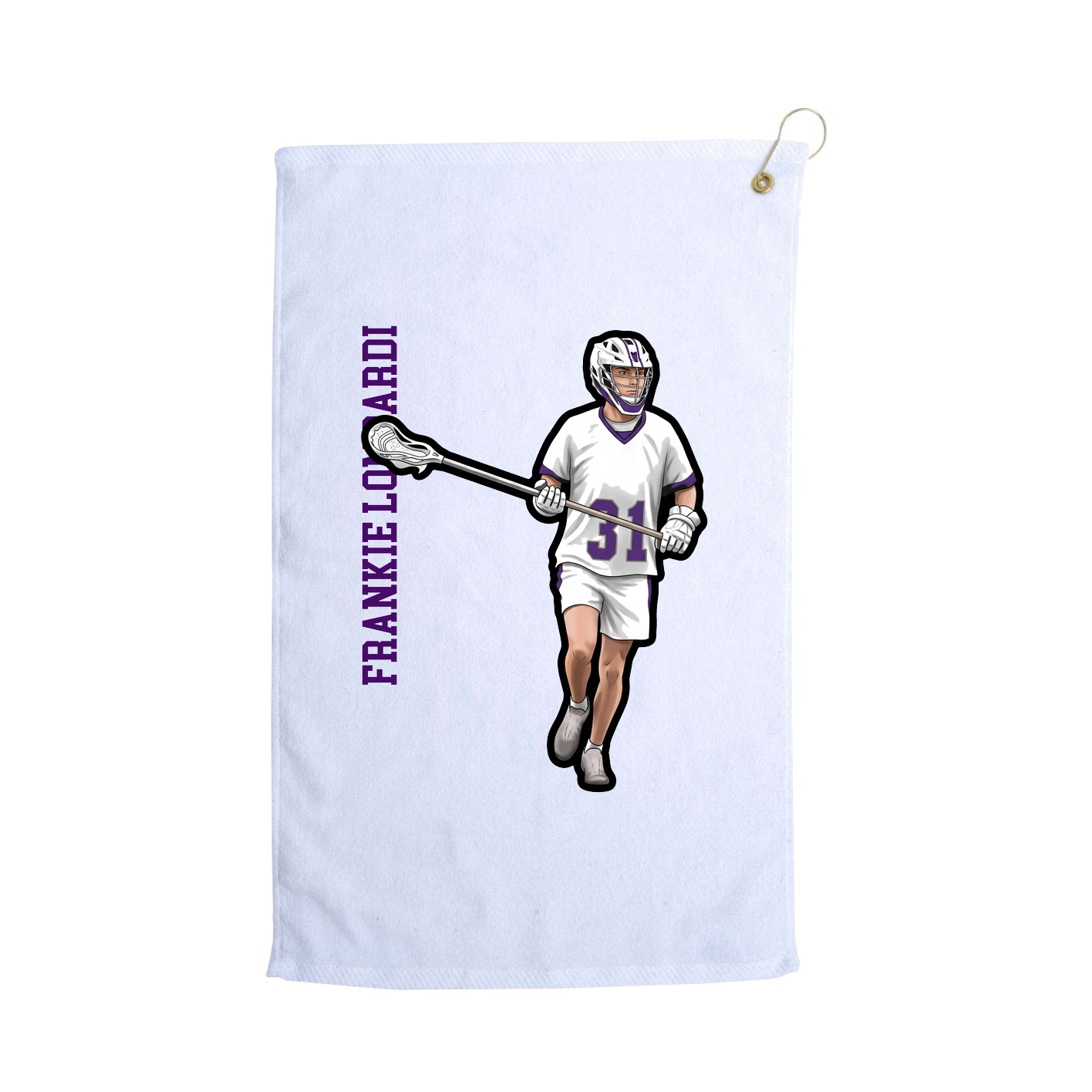 Golf Towel — Name Vertical in White