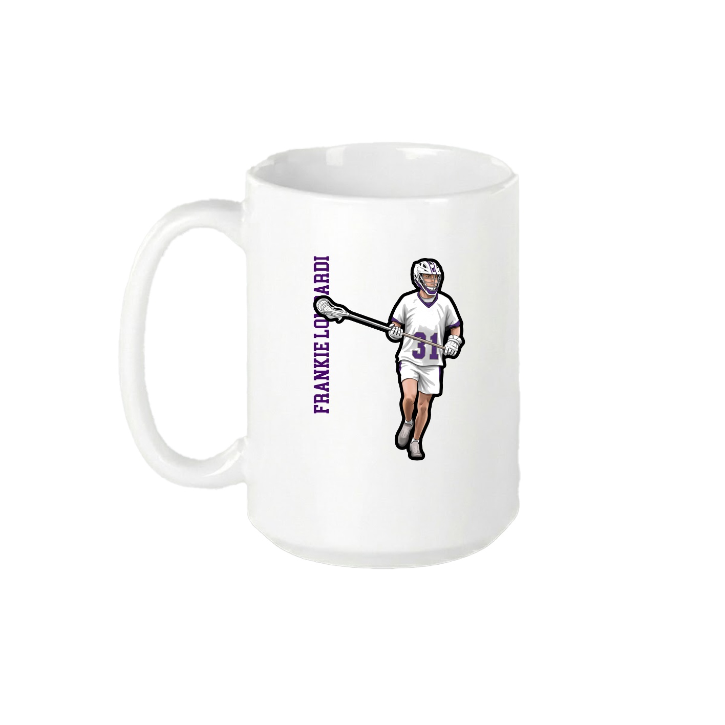 15oz Coffee Mug — Name Vertical in White