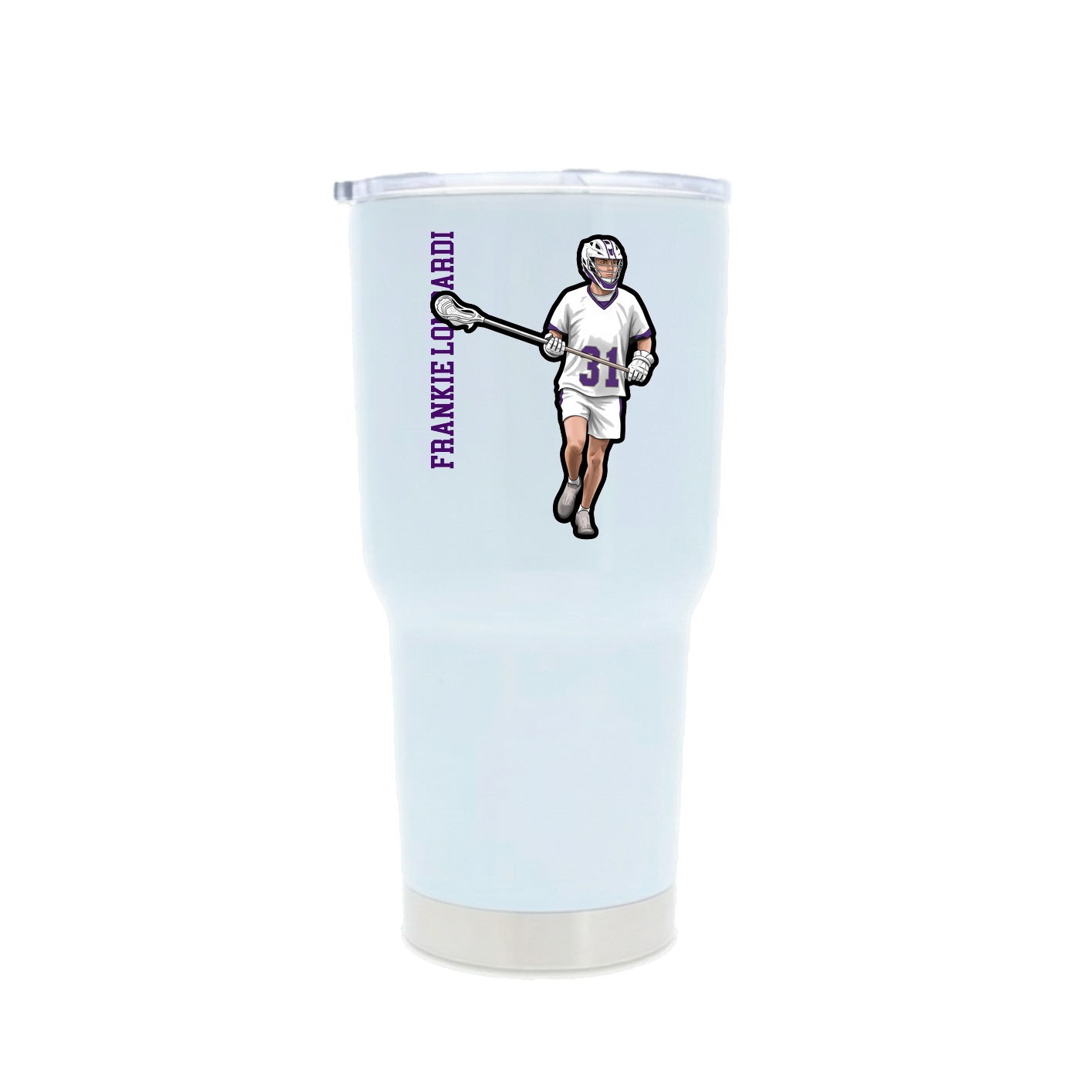30oz Stainless Steel Tumbler — Name Vertical in White