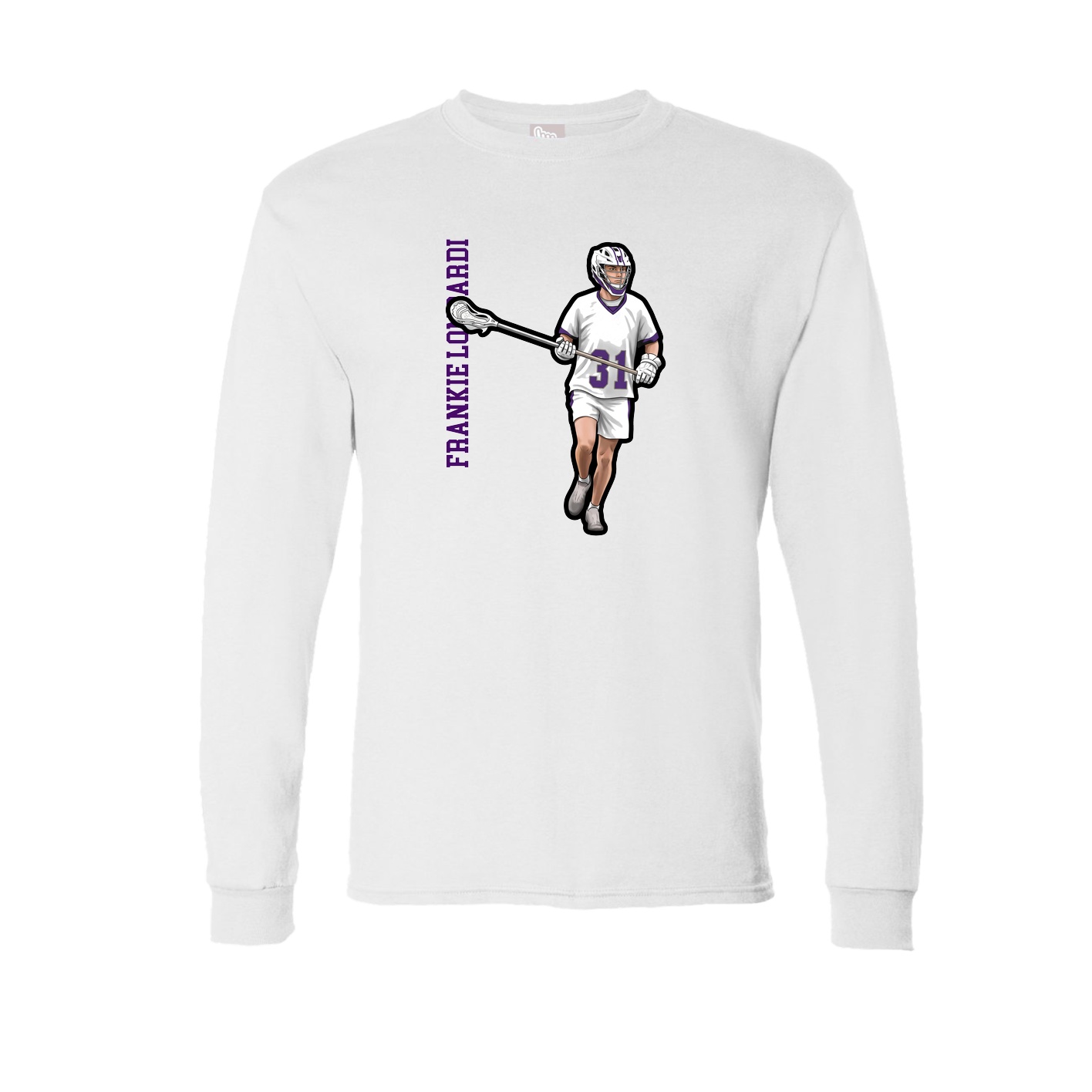 Long Sleeve Tee — Name Vertical in White
