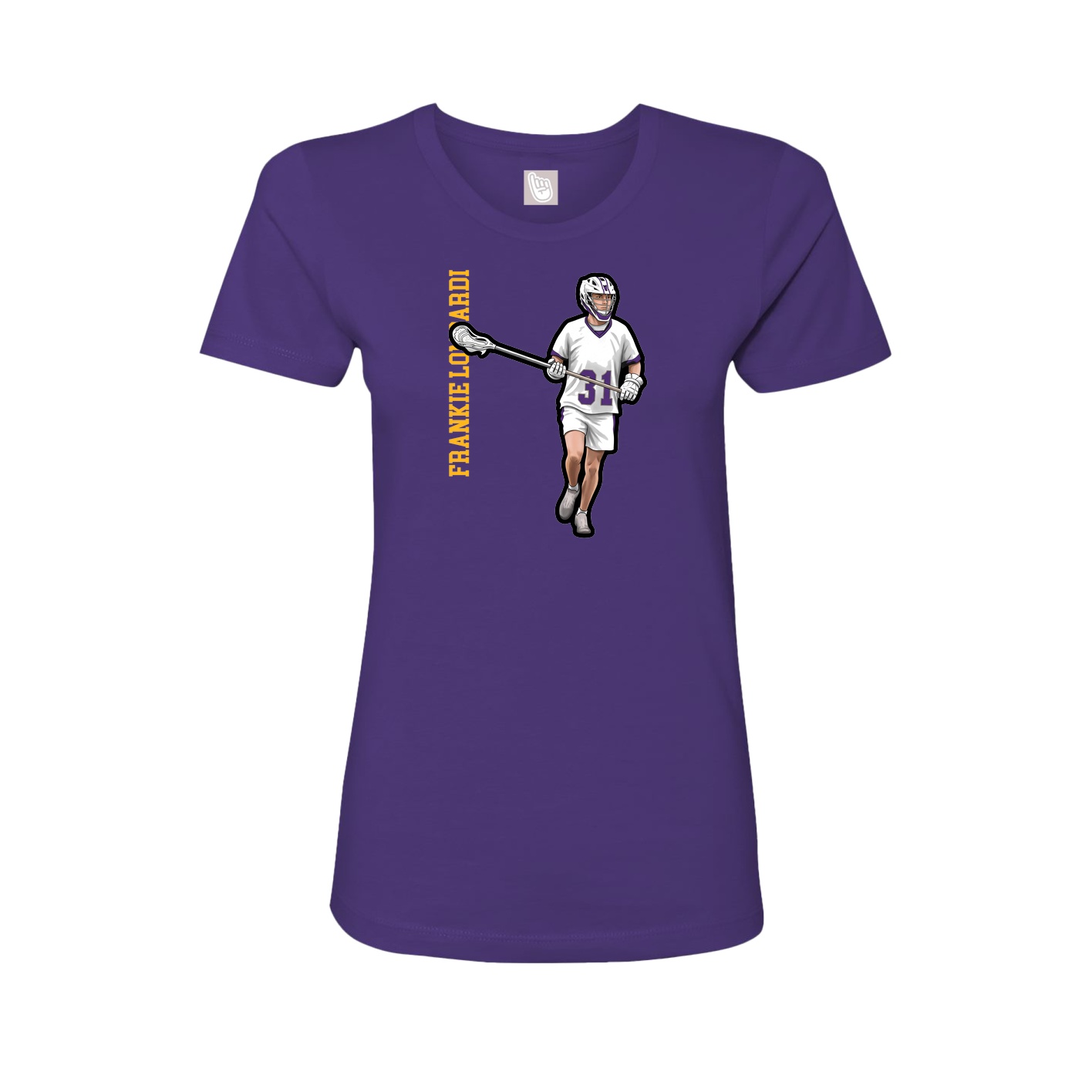 Fitted Women's Tee — Name Vertical in Purple