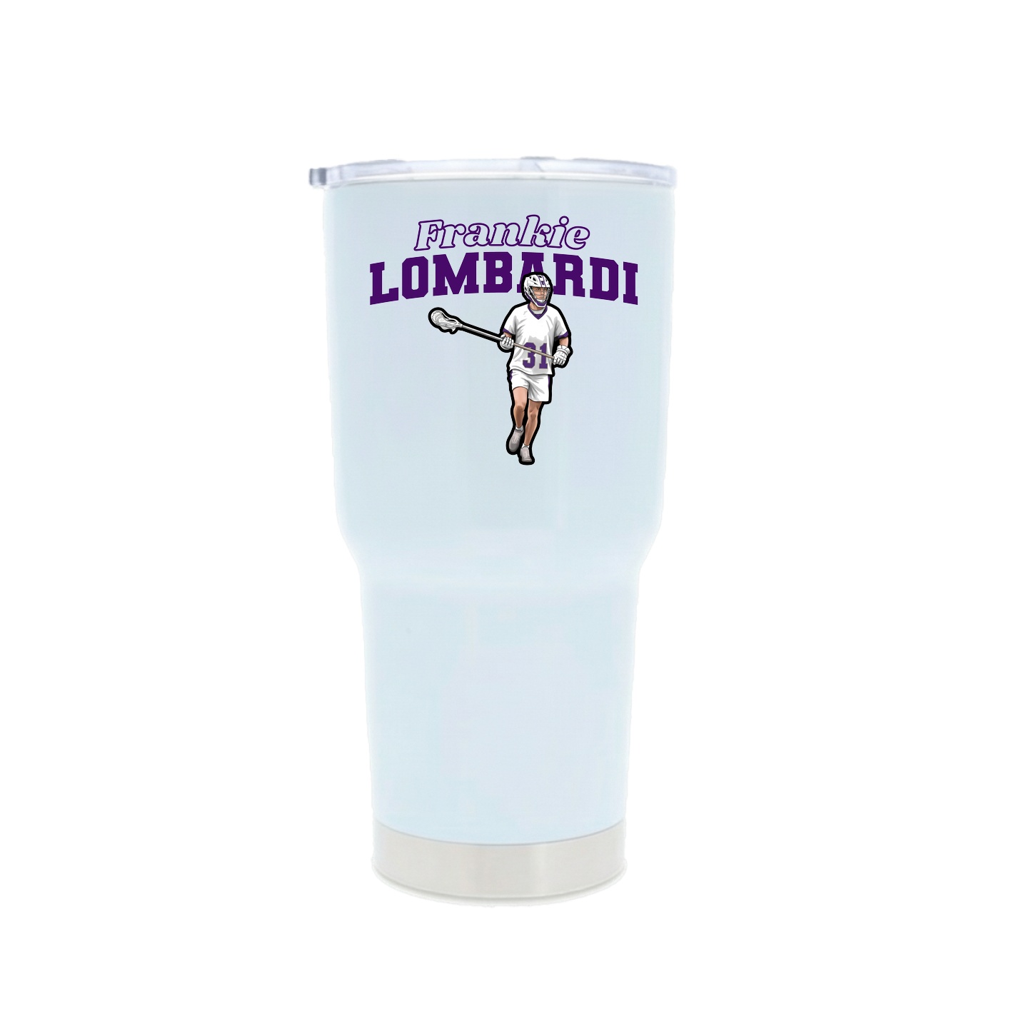 30oz Stainless Steel Tumbler — Name Arch in White