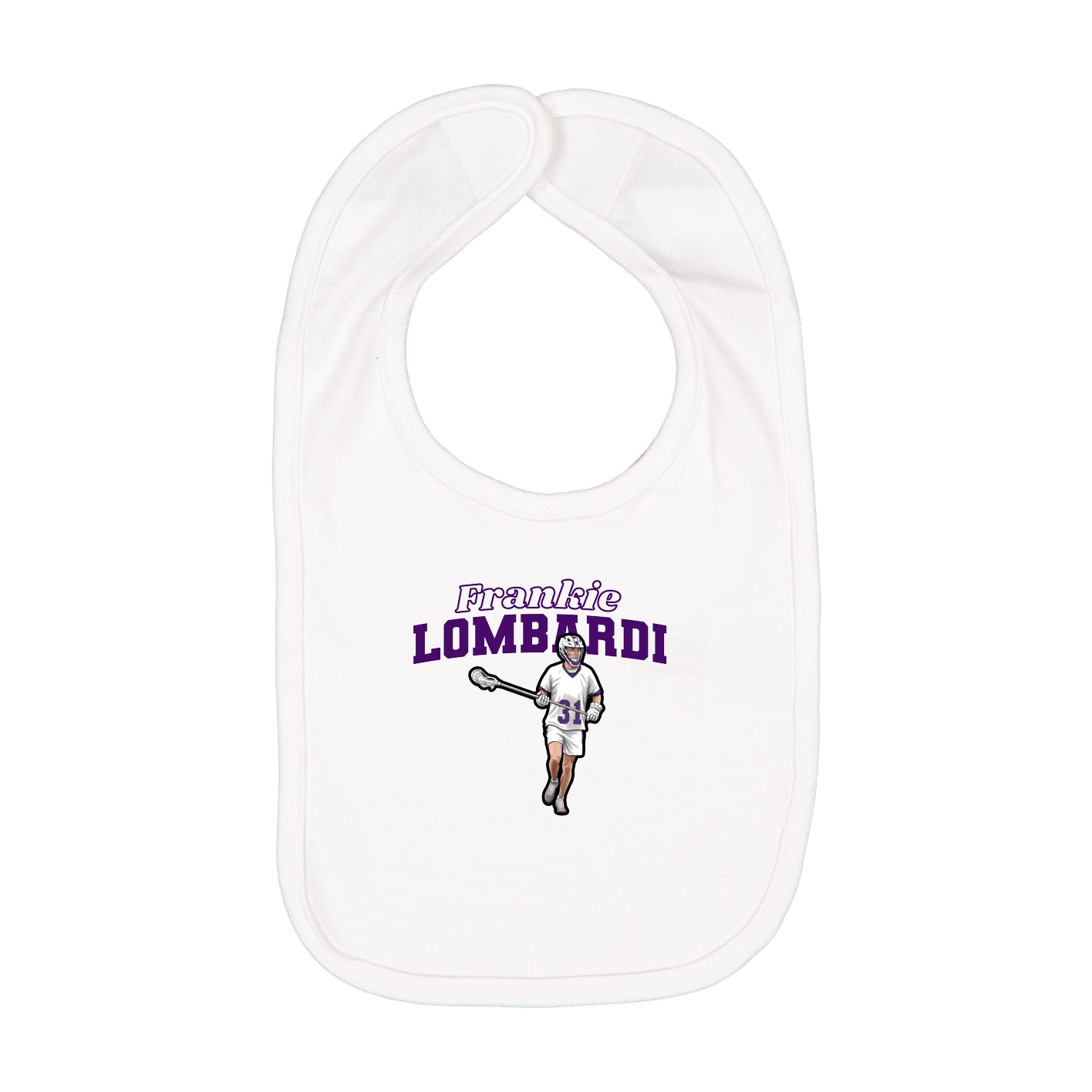 Infant Bib — Name Arch in White