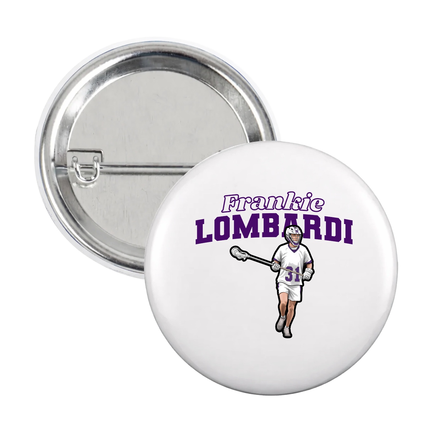 Game Day Button — Name Arch in White