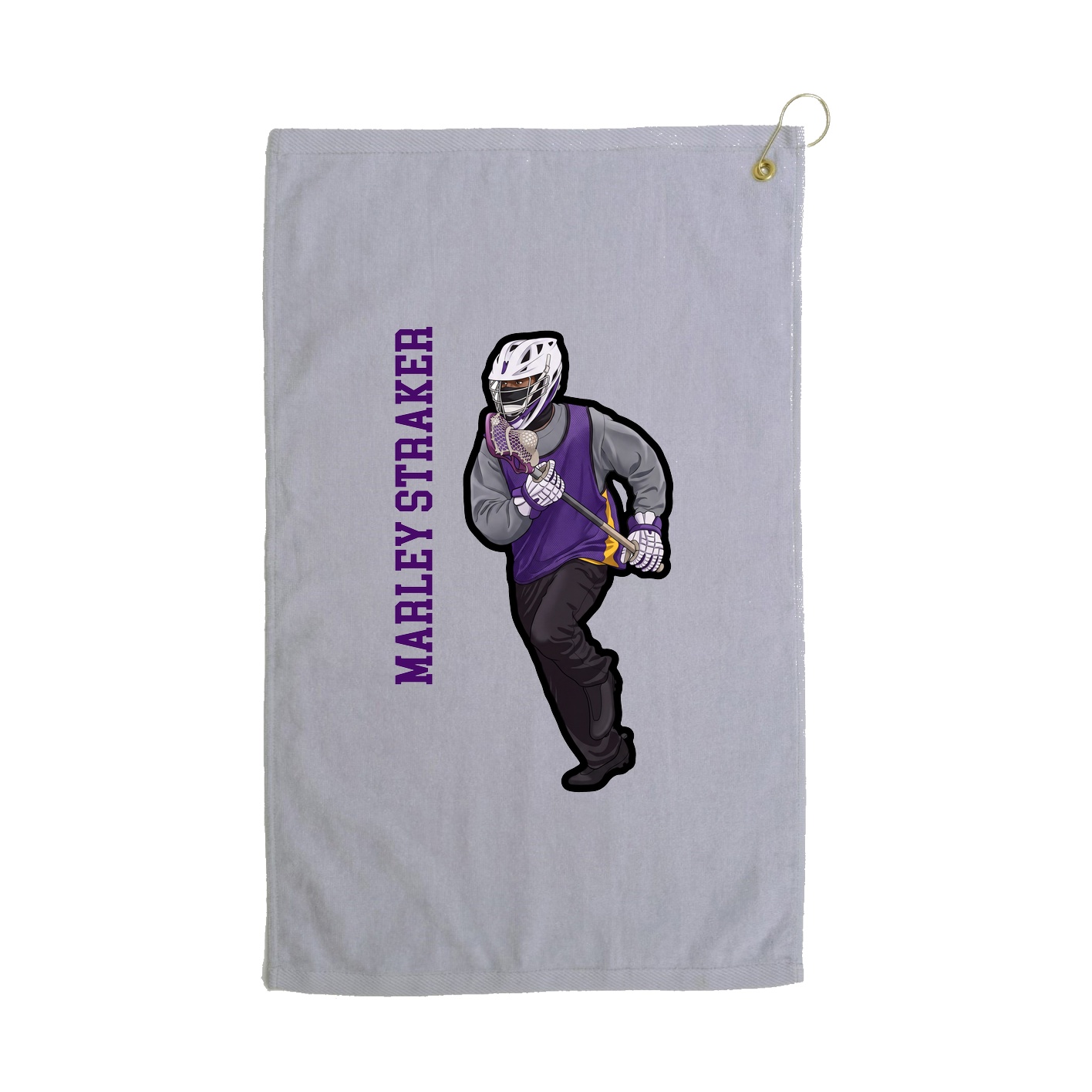 Golf Towel — Name Vertical in Grey