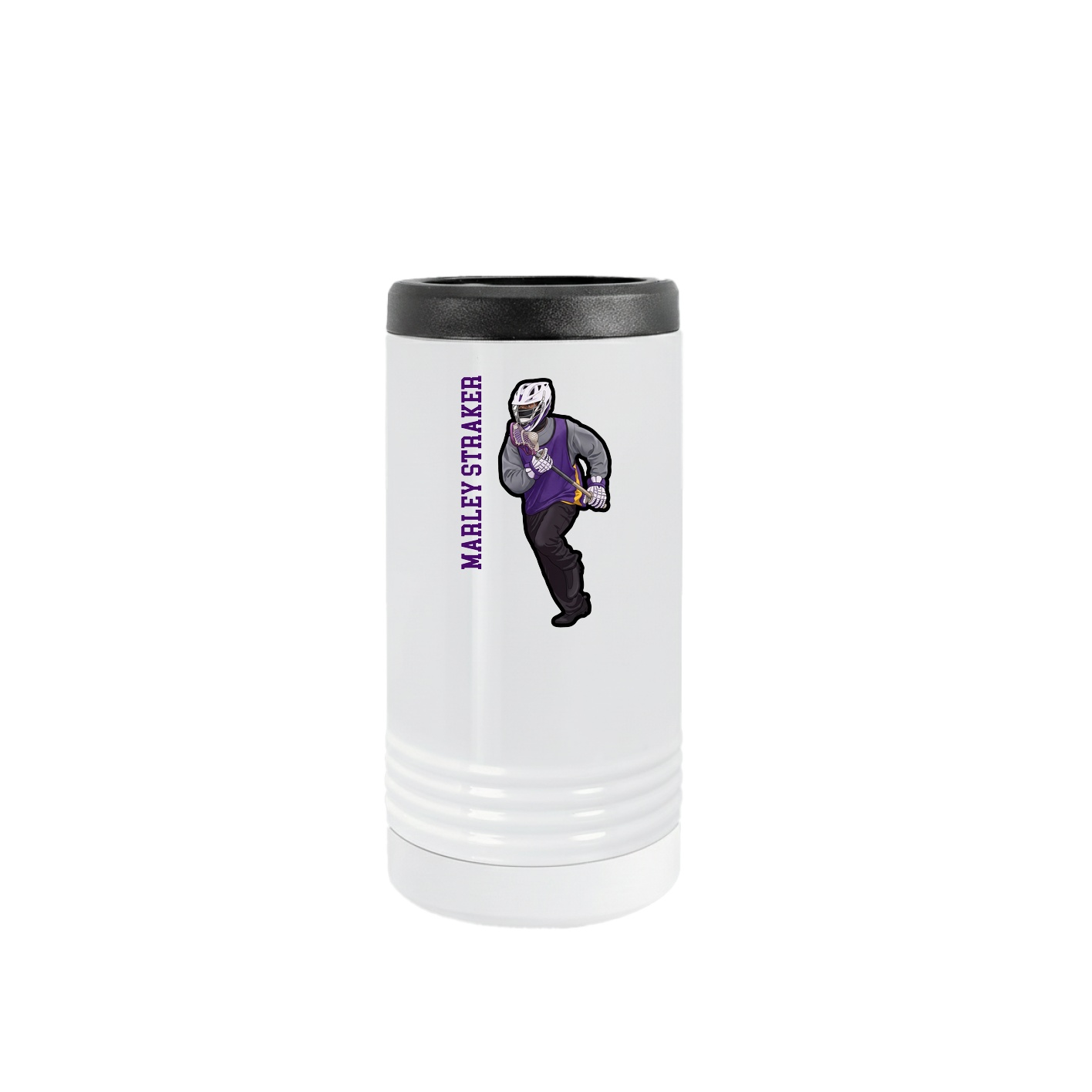 Slim Beverage Holder — Name Vertical in White