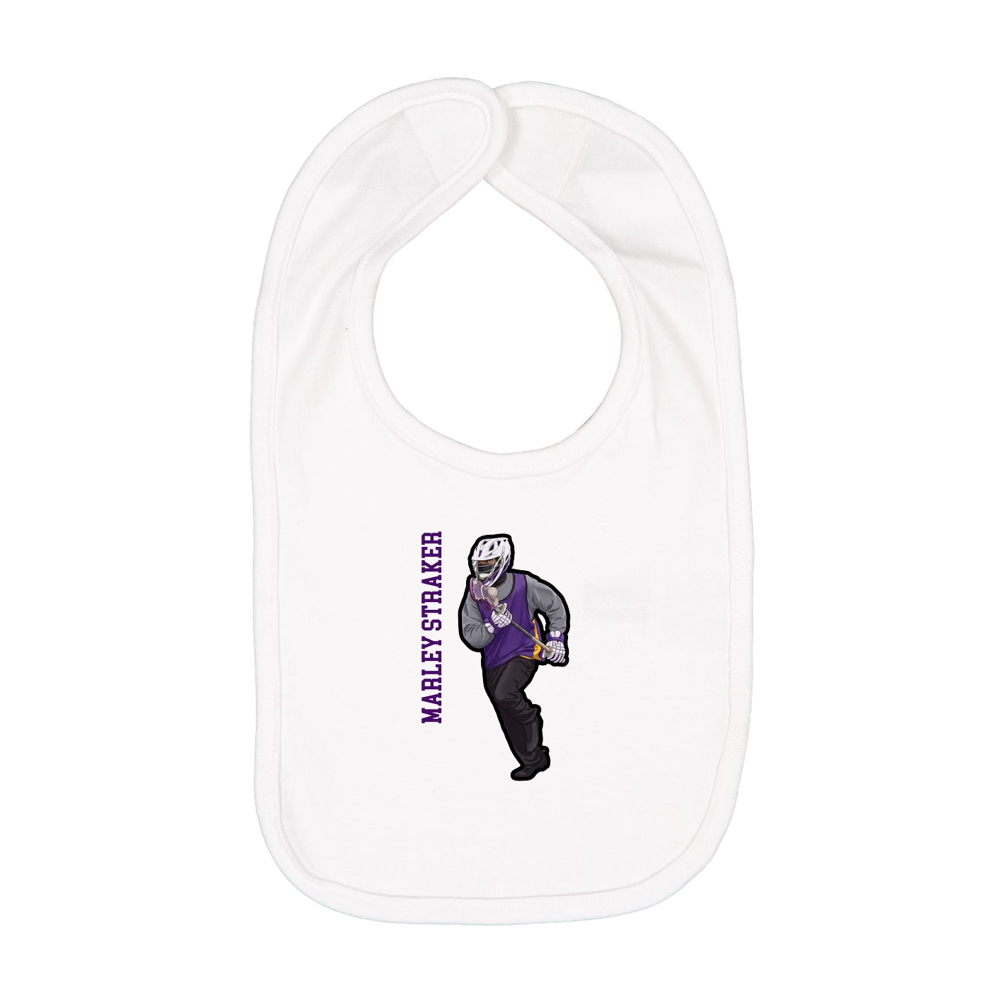 Infant Bib — Name Vertical in White