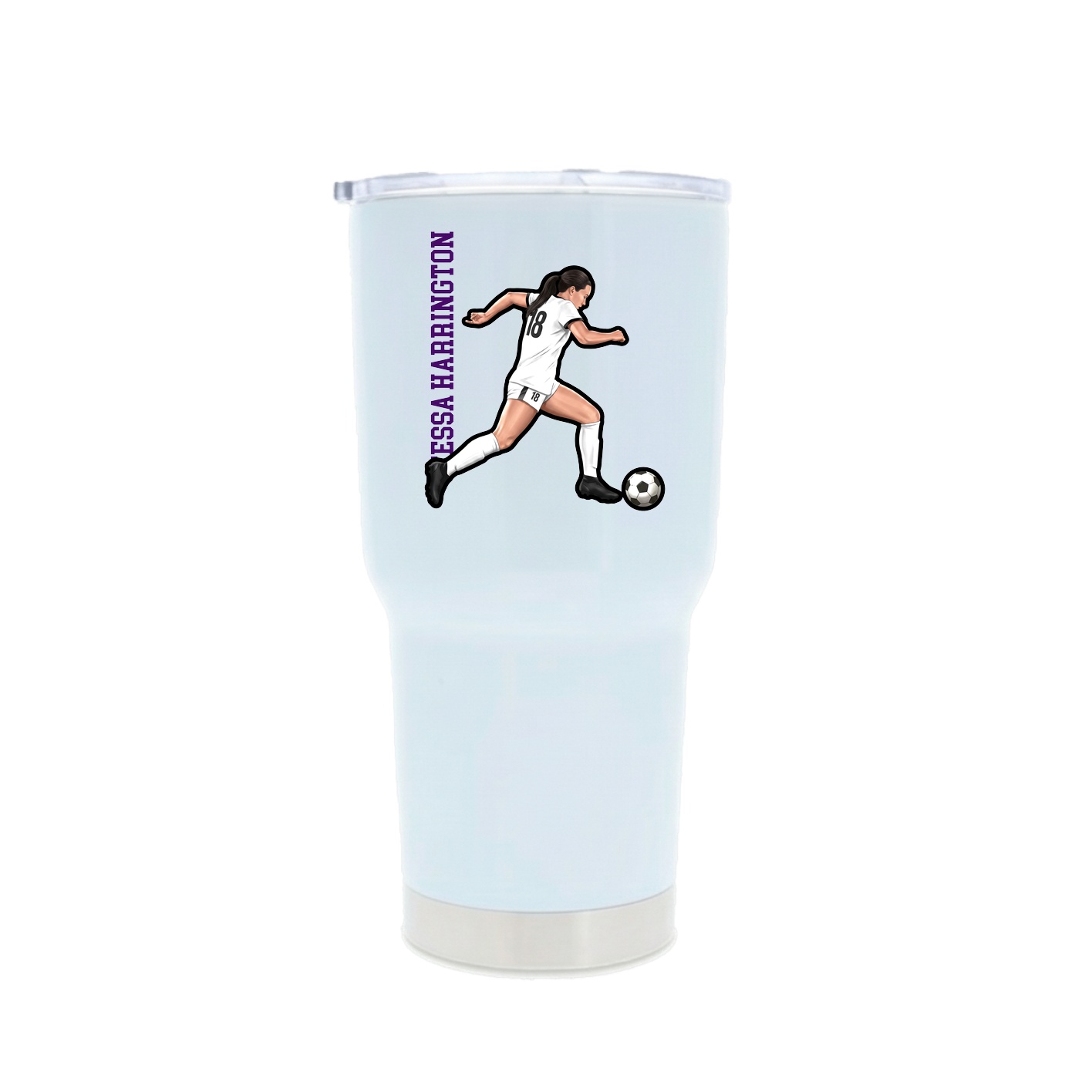 30oz Stainless Steel Tumbler — Name Vertical in White