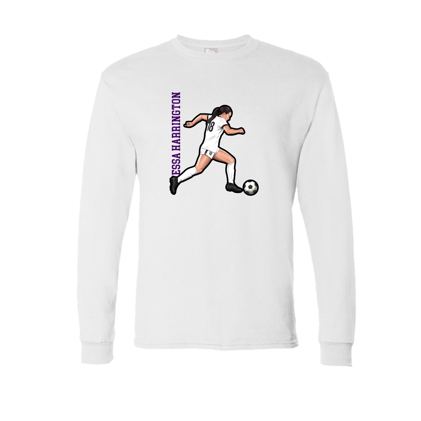 Long Sleeve Tee — Name Vertical in White