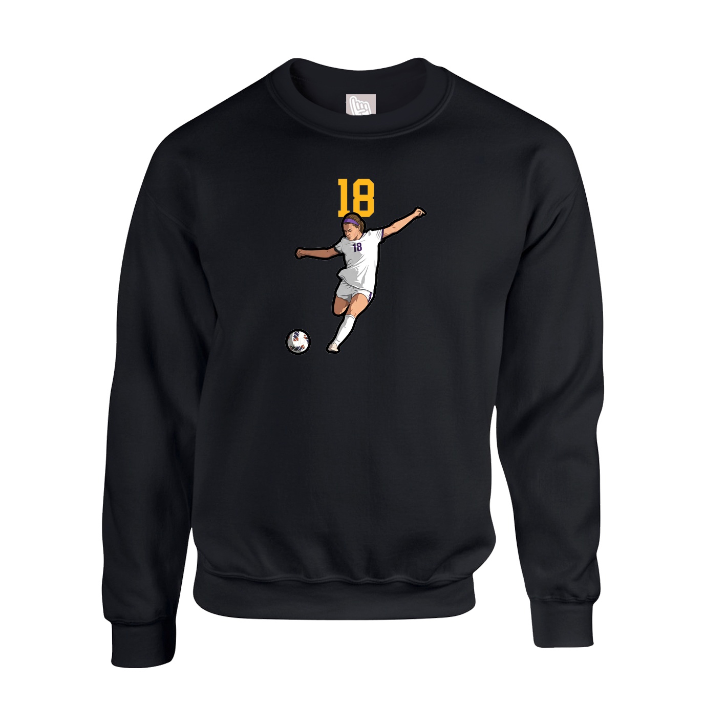 Fleece Crew — Number Top in Black