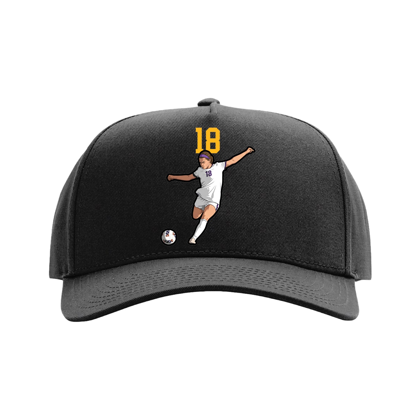 Full Fabric Five-Panel Champ Cap — Number Top in Black