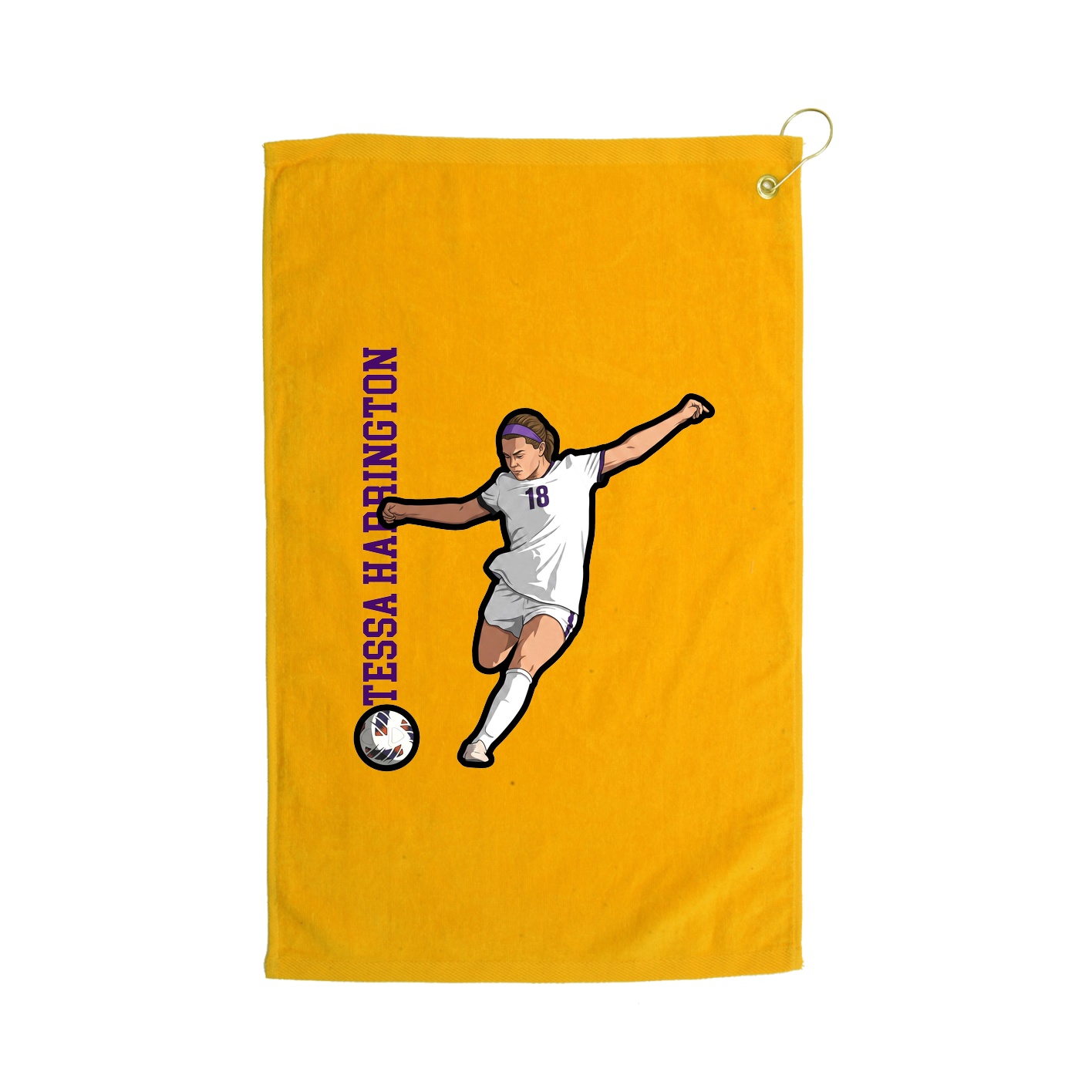 Golf Towel — Name Vertical in Gold