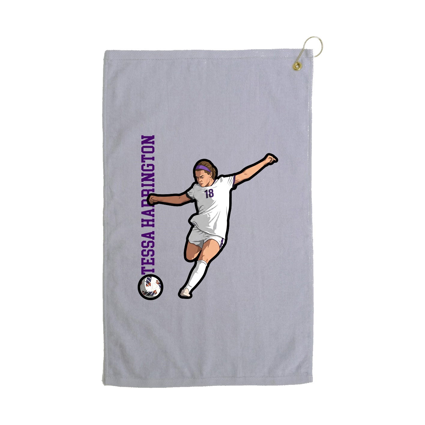 Golf Towel — Name Vertical in Grey