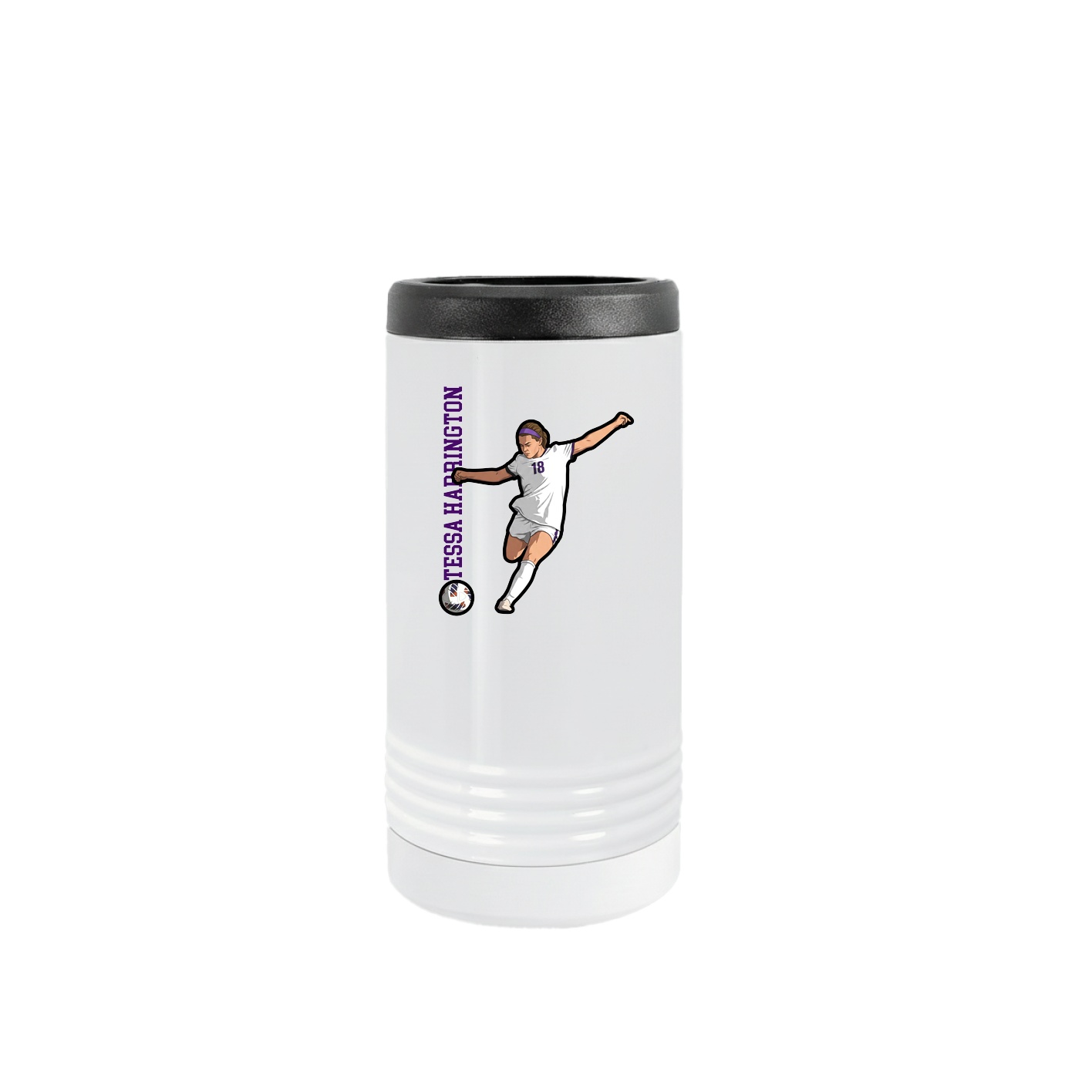 Slim Beverage Holder — Name Vertical in White