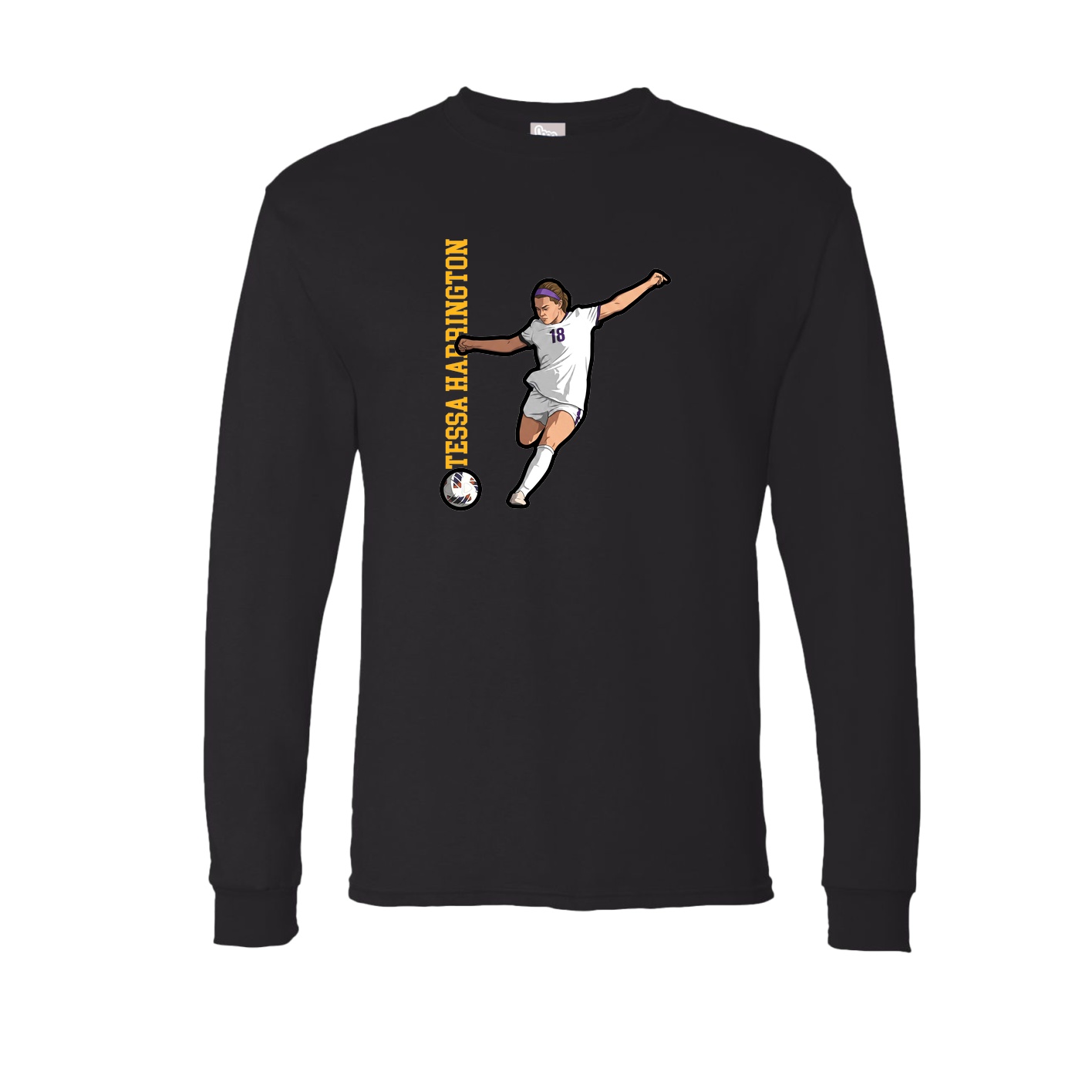 Long Sleeve Tee — Name Vertical in Black