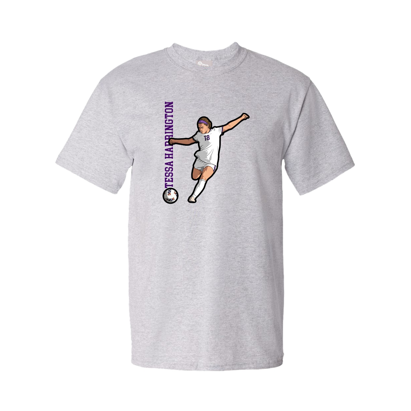 Youth Tee — Name Vertical in Grey