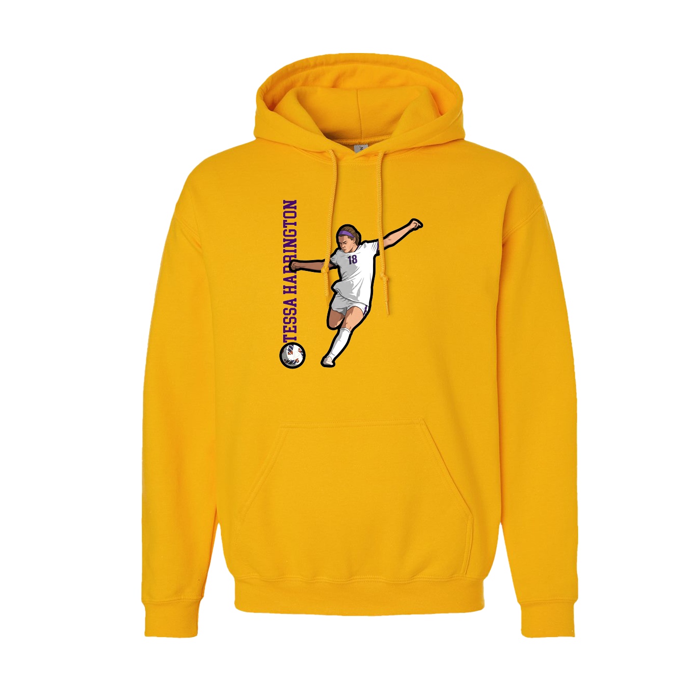 Youth Hoodie — Name Vertical in Gold