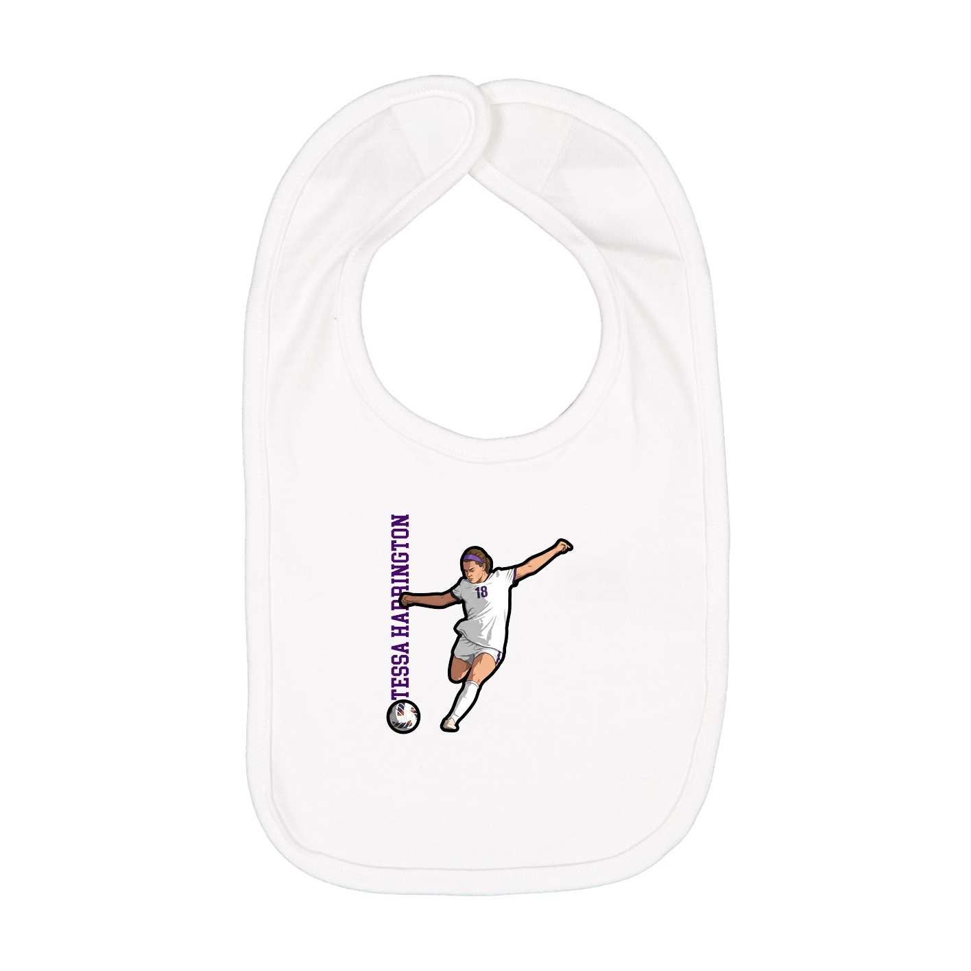 Infant Bib — Name Vertical in White