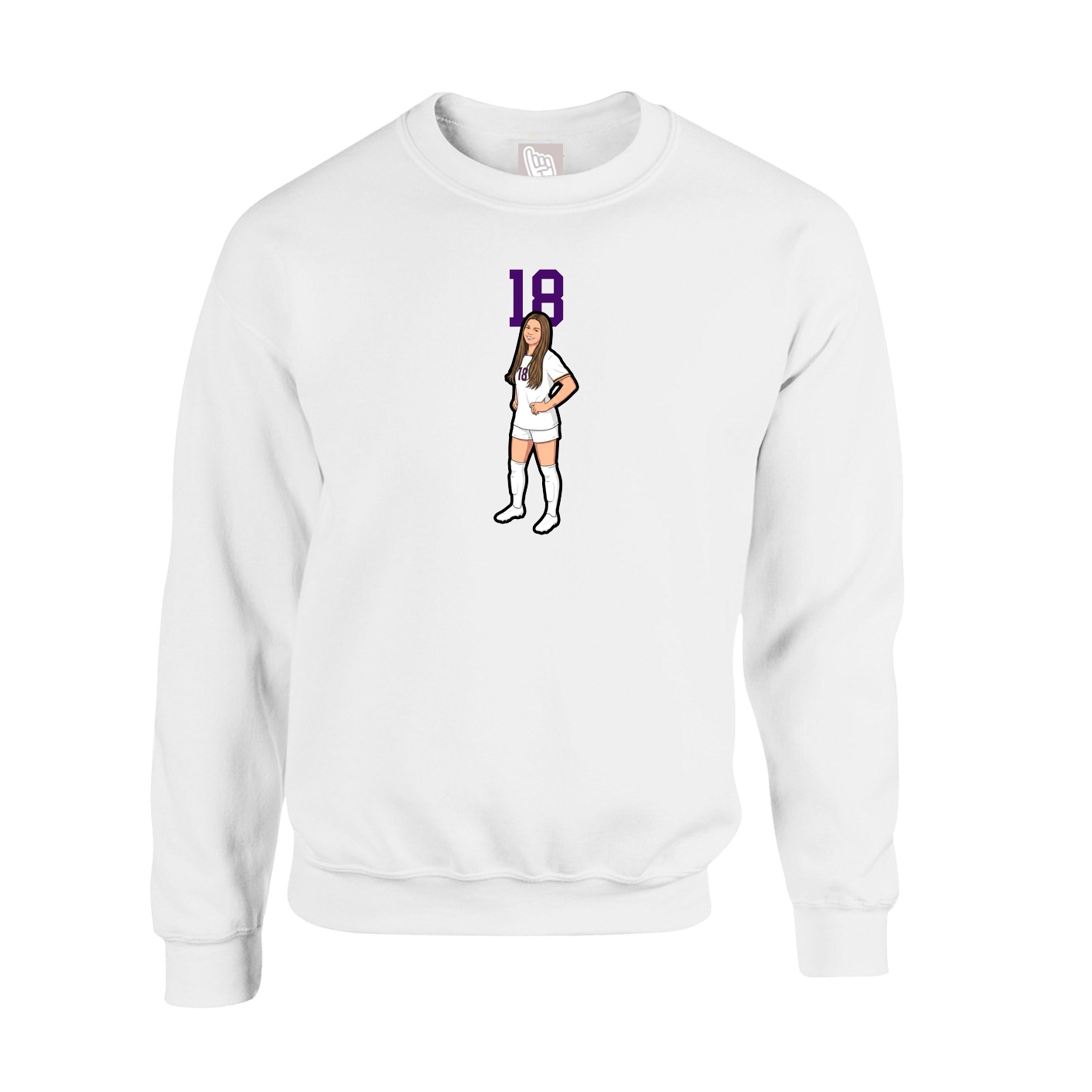 Fleece Crew — Number Top in White
