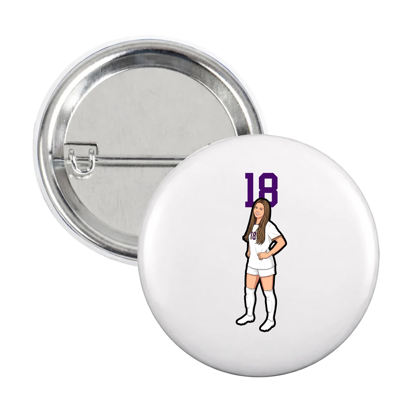 Game Day Button — Number Top in White