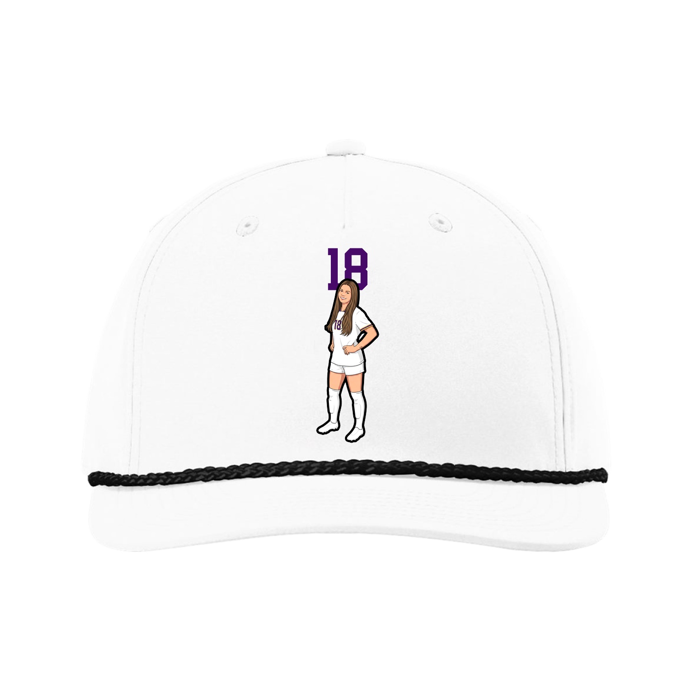 Five-Panel Classic Rope Cap — Number Top in White