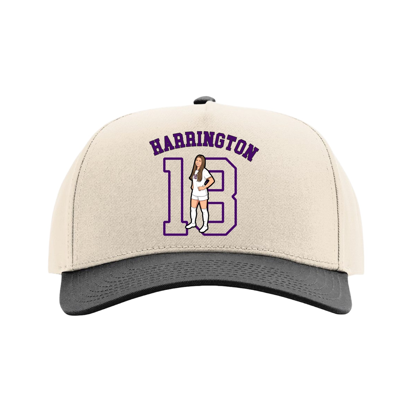 Full Fabric Five-Panel Champ Cap — Shirsey Arch in Cream/Black