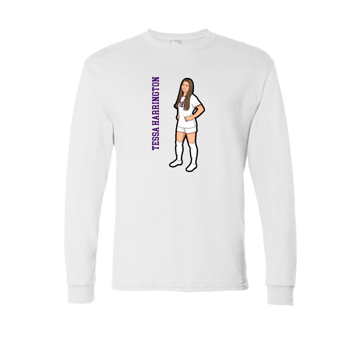 Long Sleeve Tee — Name Vertical in White