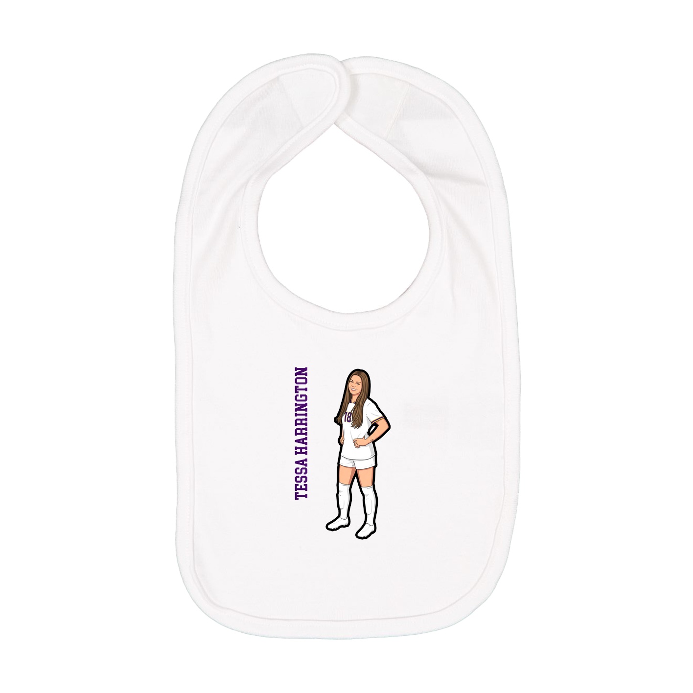 Infant Bib — Name Vertical in White