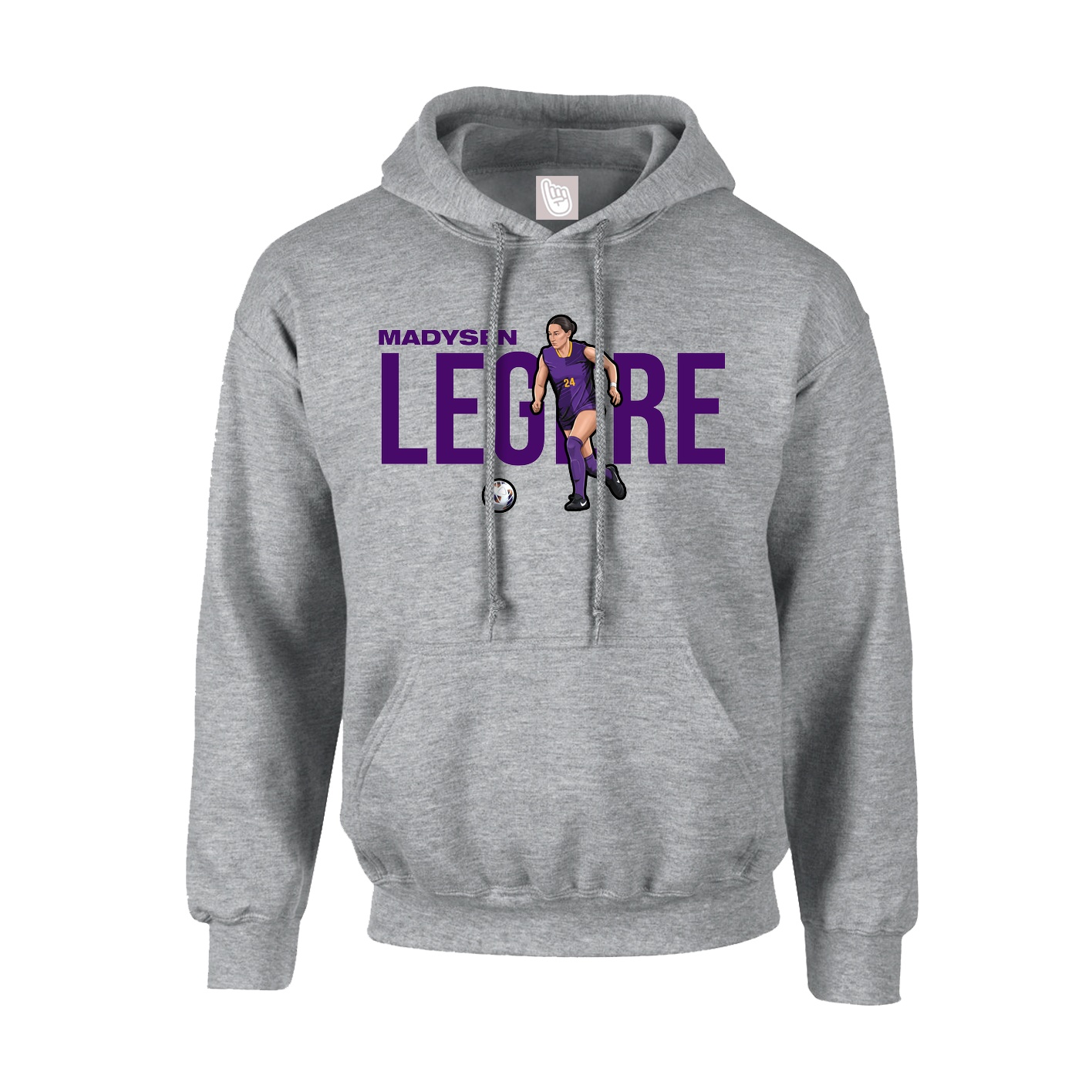 Hoodie — Player Name in Grey