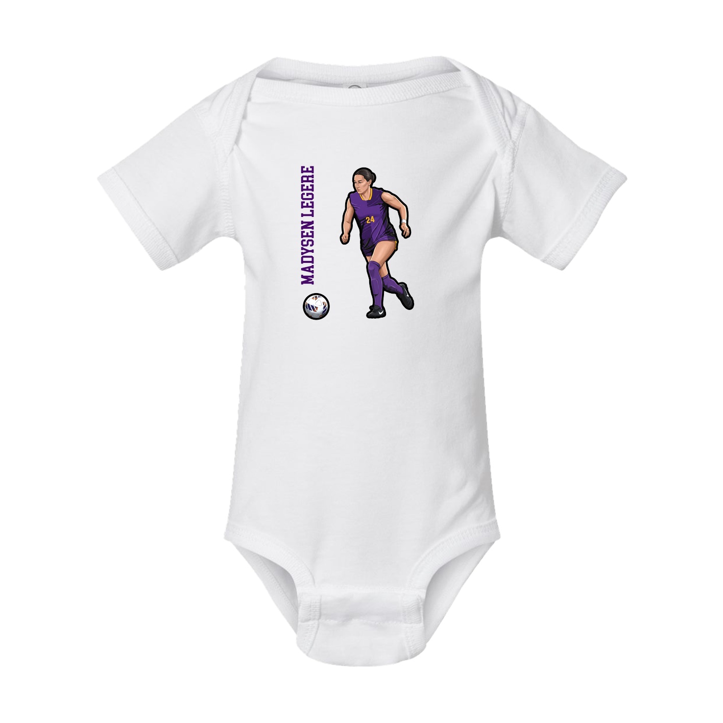 Baby Onesie — Name Vertical in White