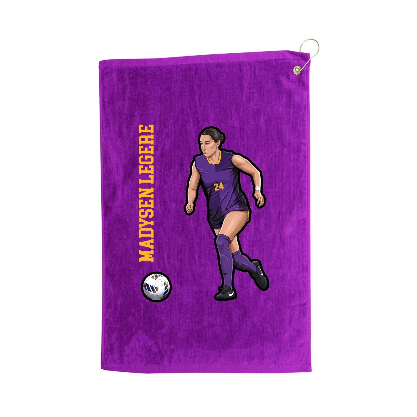Golf Towel — Name Vertical in Purple