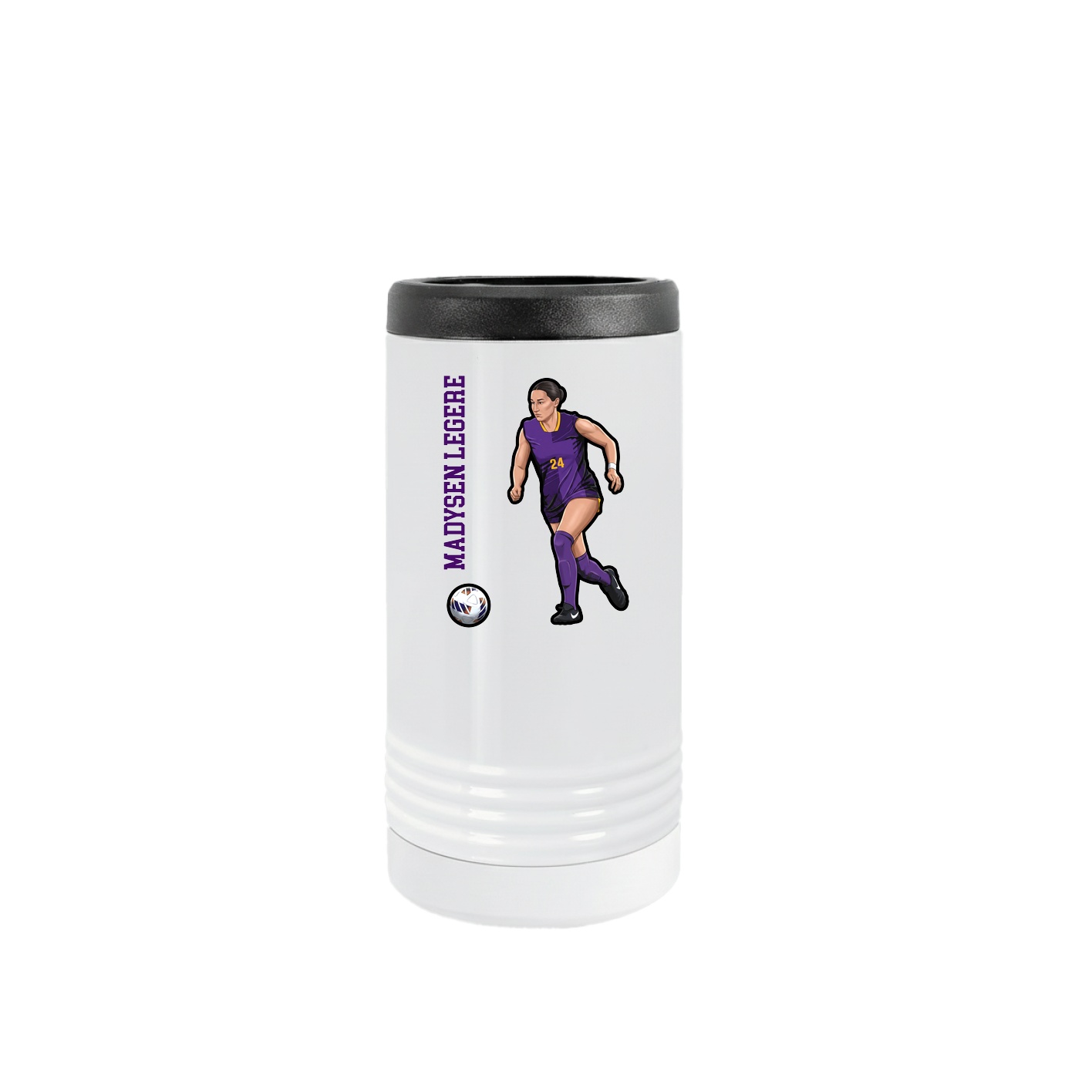 Slim Beverage Holder — Name Vertical in White