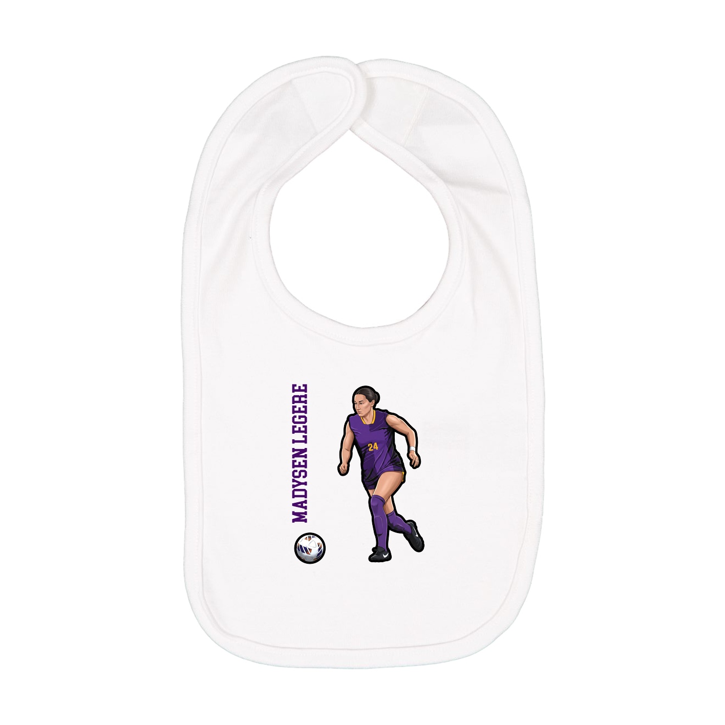Infant Bib — Name Vertical in White