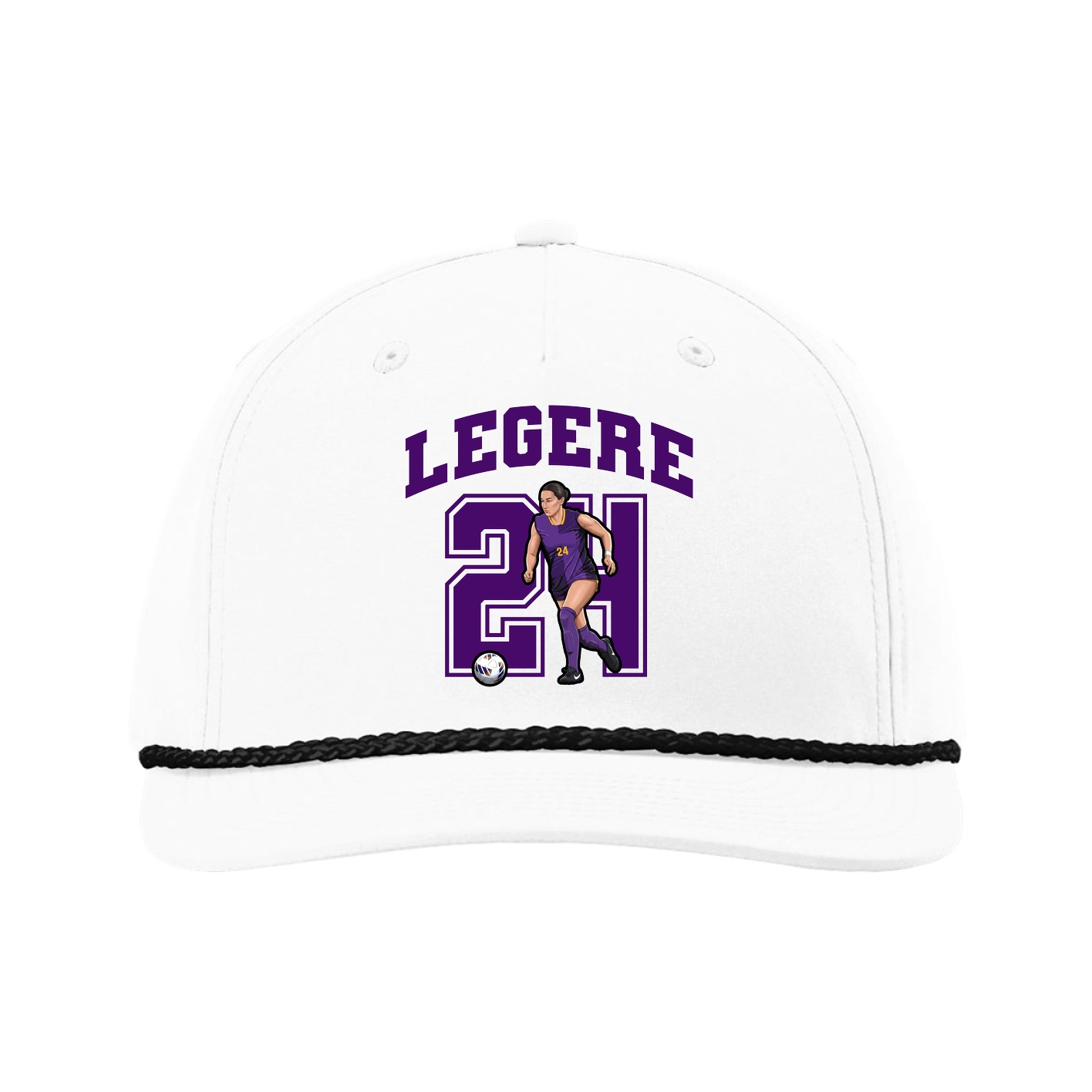Five-Panel Classic Rope Cap — Number in White