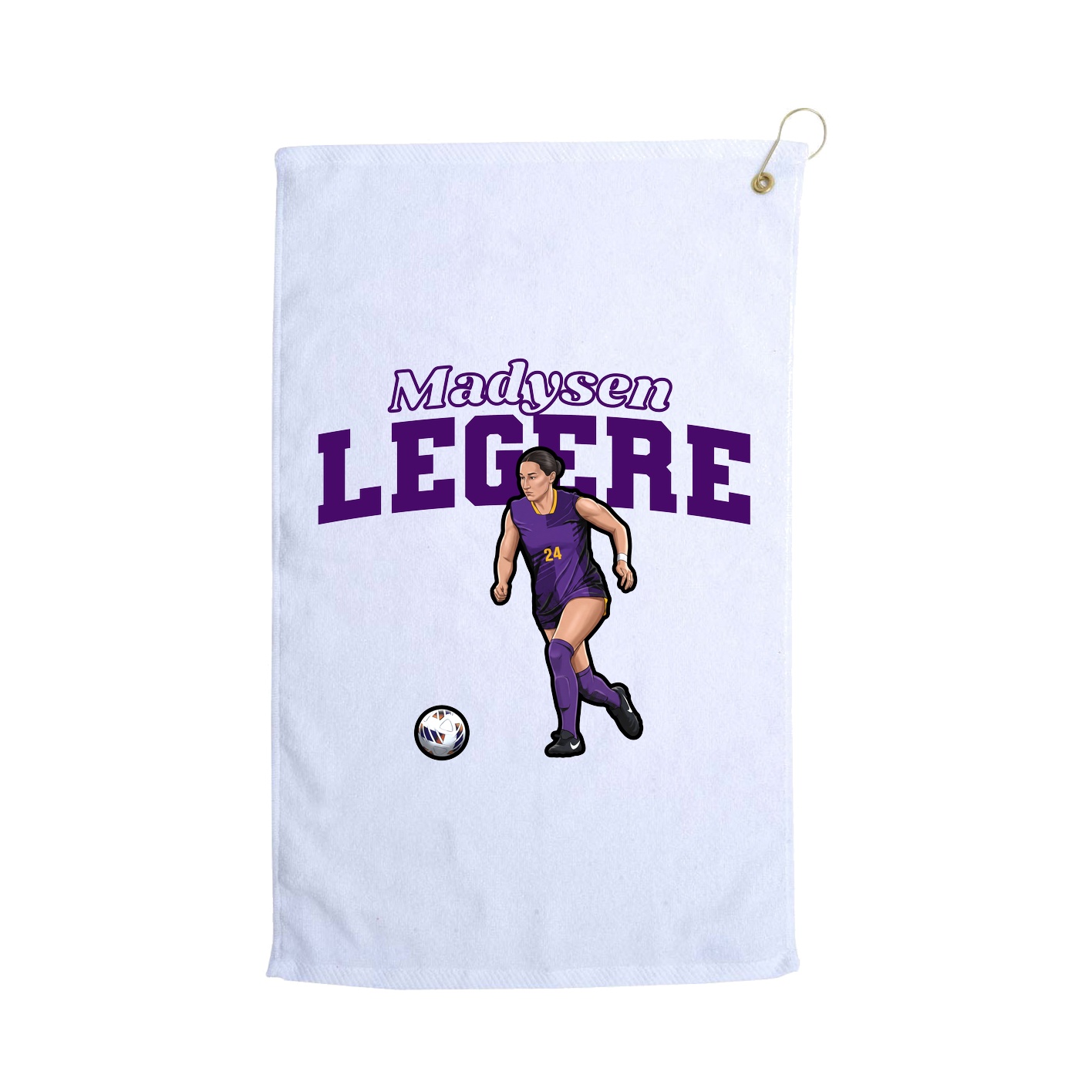 Golf Towel — Name Arch in White