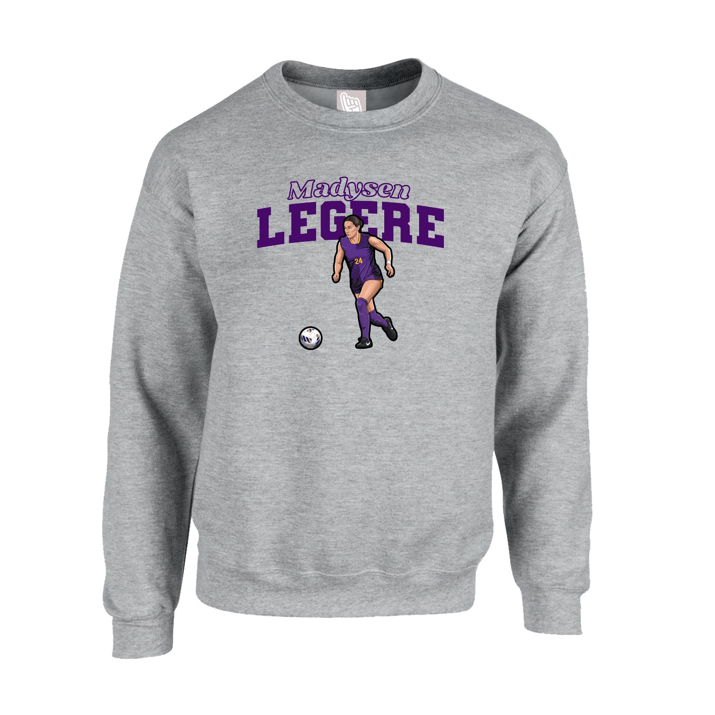 Fleece Crew — Name Arch in Grey