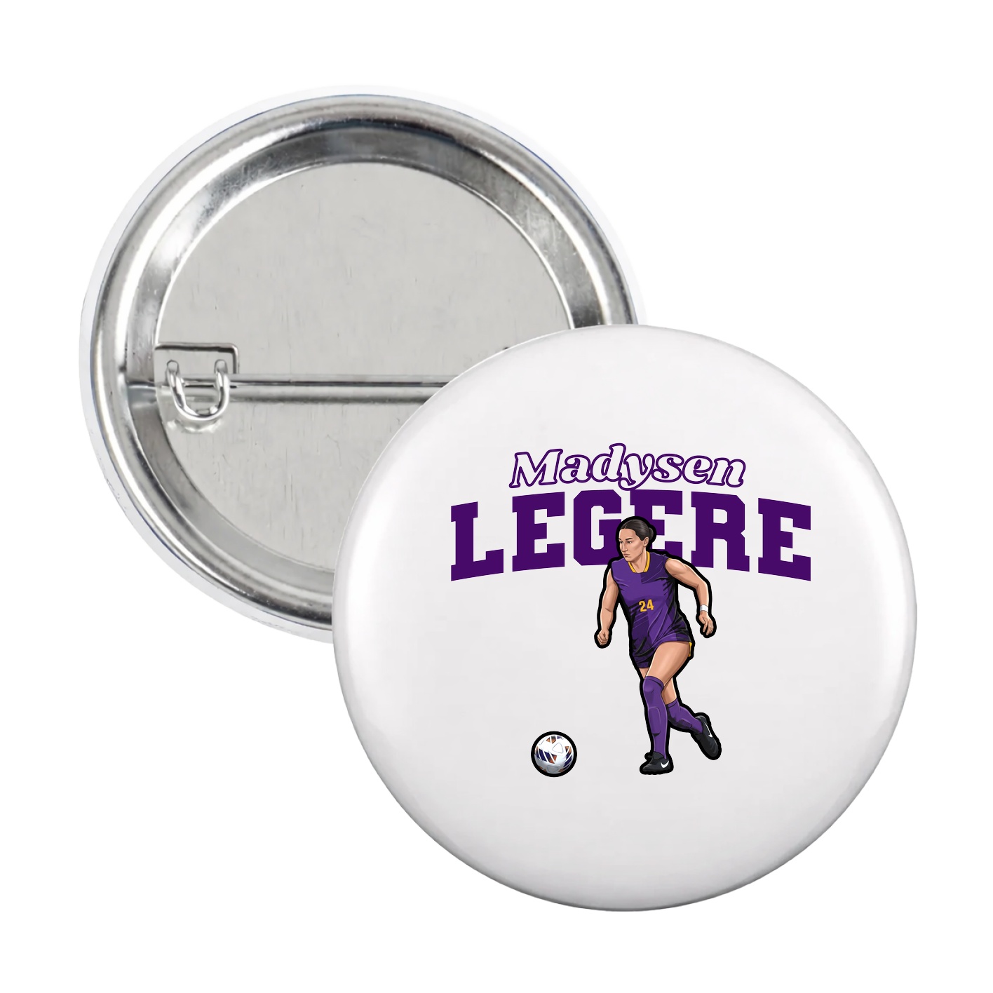 Game Day Button — Name Arch in White