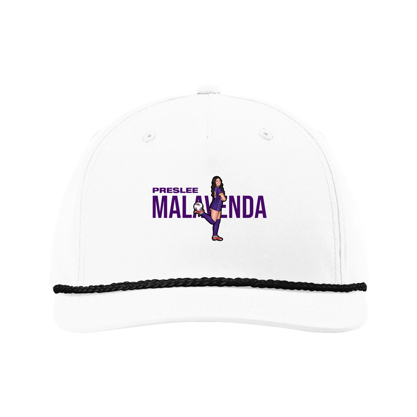 Five-Panel Classic Rope Cap — Player Name in White
